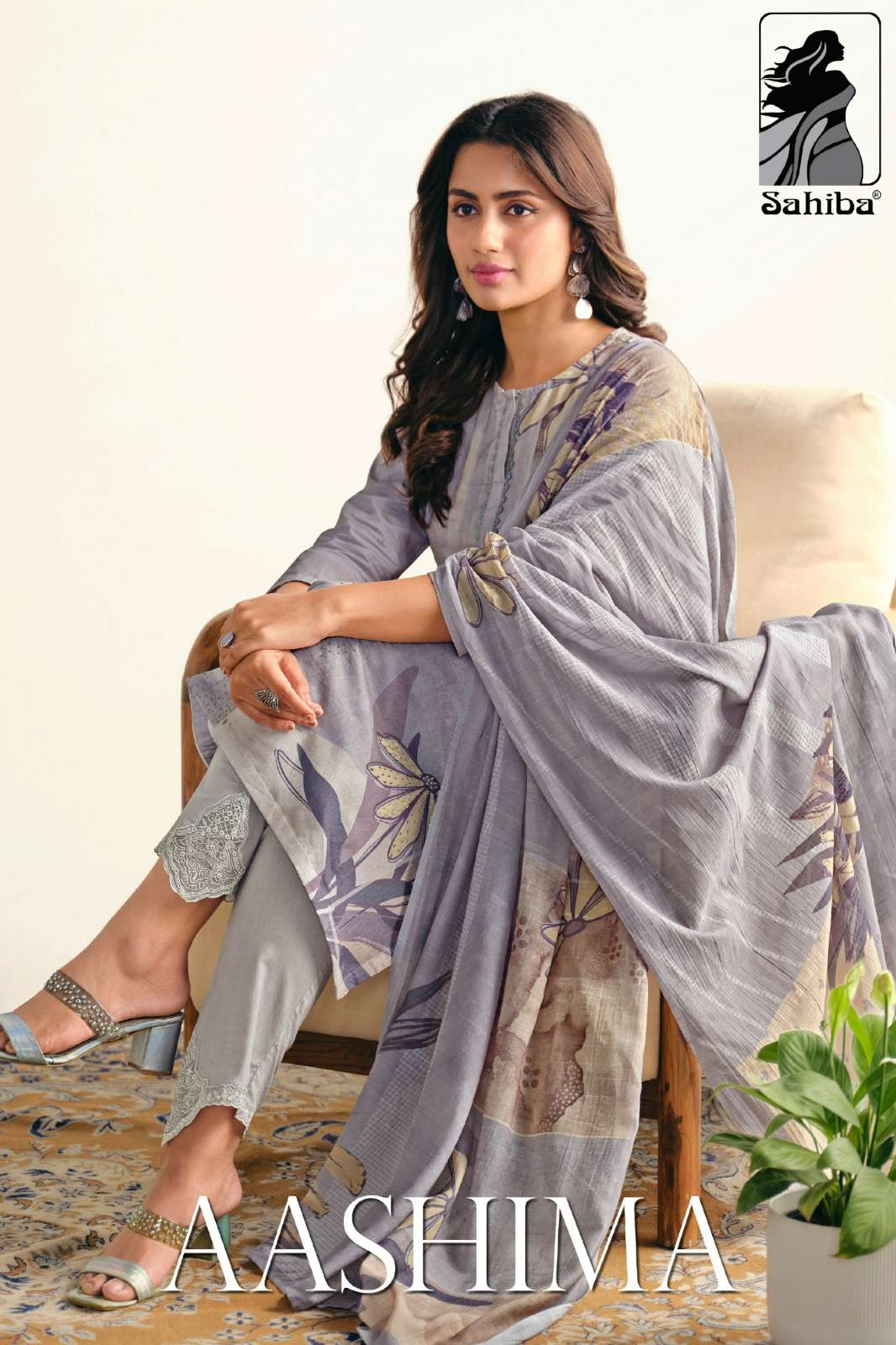 SAHIBA AASHIMA PURE COTTON LAWN DIGITAL PRINTED SUIT WITH HAND WORK