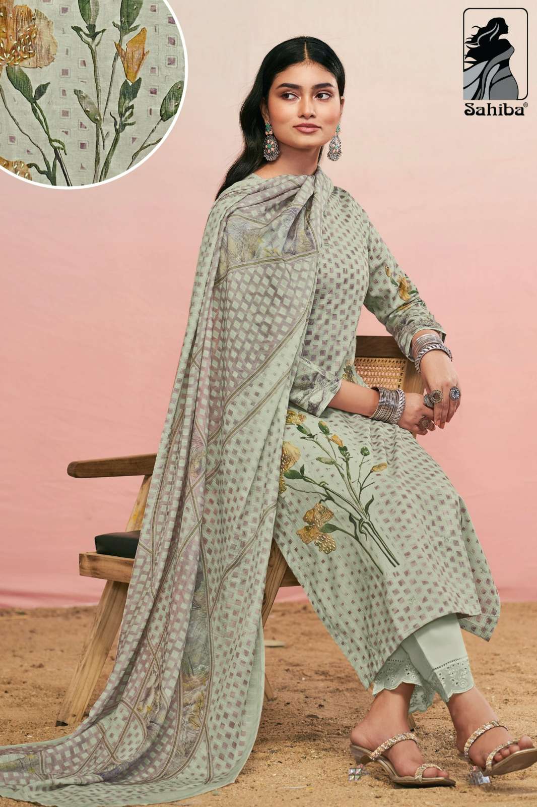 SAHIBA HEAVEN PURE COTTON LAWN DIGITAL PRINTED SUIT WITH HAND WORK