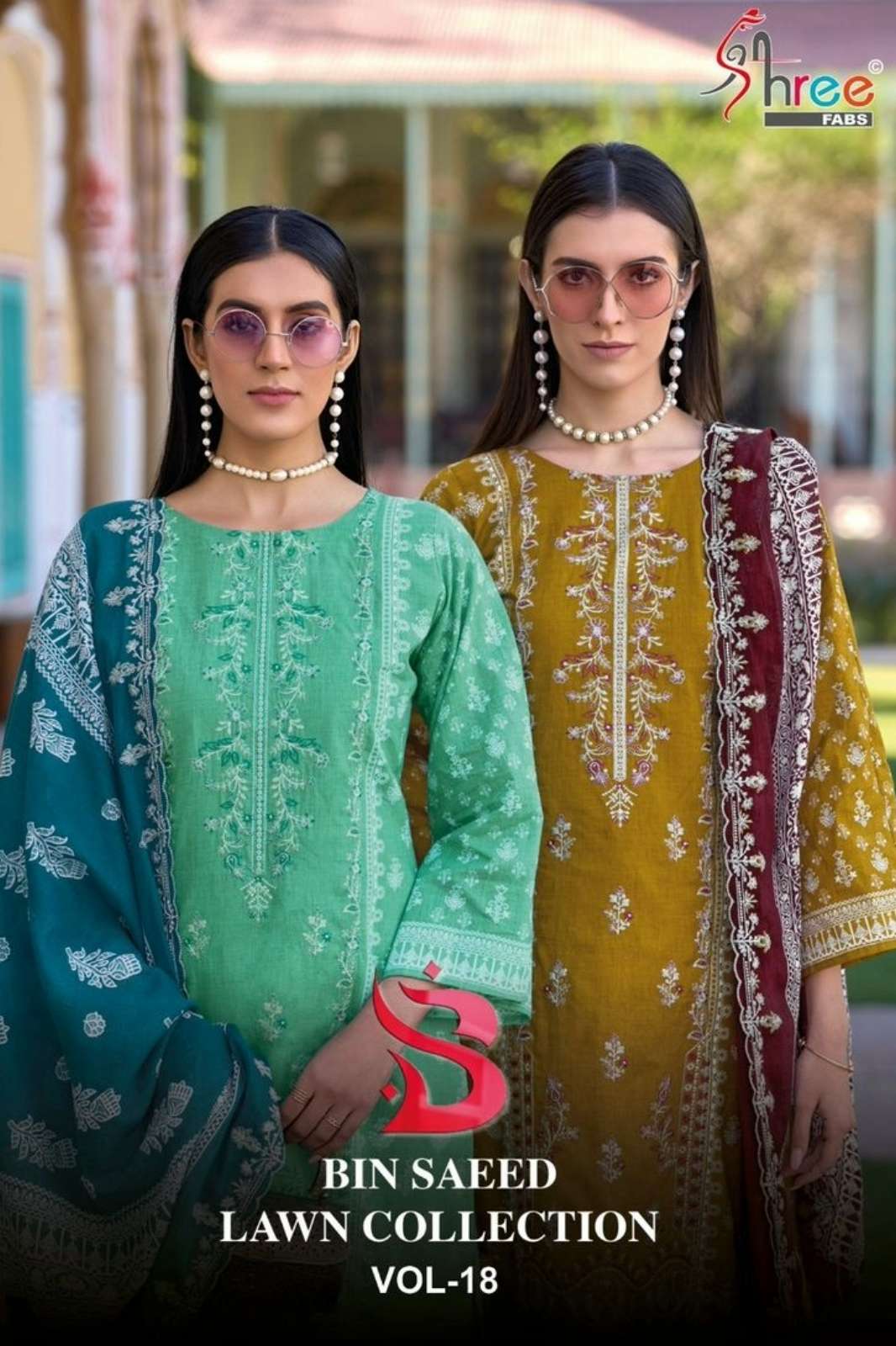 SHREE FABS BIN SAEED LAWN COLLECTION VOL 18 PURE COTTON EMBROIDERED SUIT