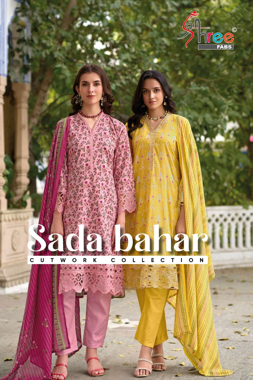 SHREE FABS SADA BAHAR PURE COTTON EXCLUSIVE EMBRODERY PATCH WORK SUIT