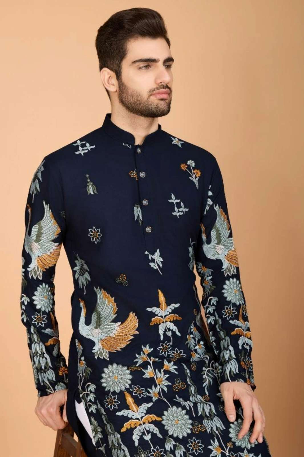 SHUBHVASTRA HERITAGE STYLE READY TO WEAR VISCOSE PARTY WEAR KURTA