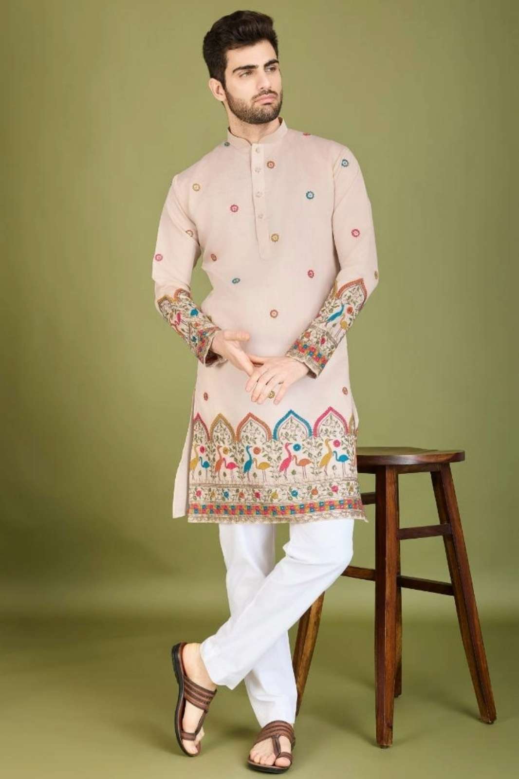 SHUBHVASTRA SANSKRUTI STYLES READY TO WEAR VISCOSE SILK MENS KURTA