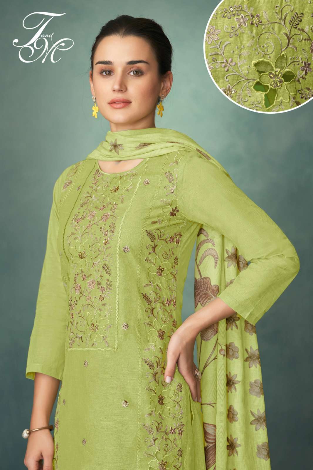 TM ARIFA ORGANDY DYED SUIT WITH EMBROIDERY & HAND WORK