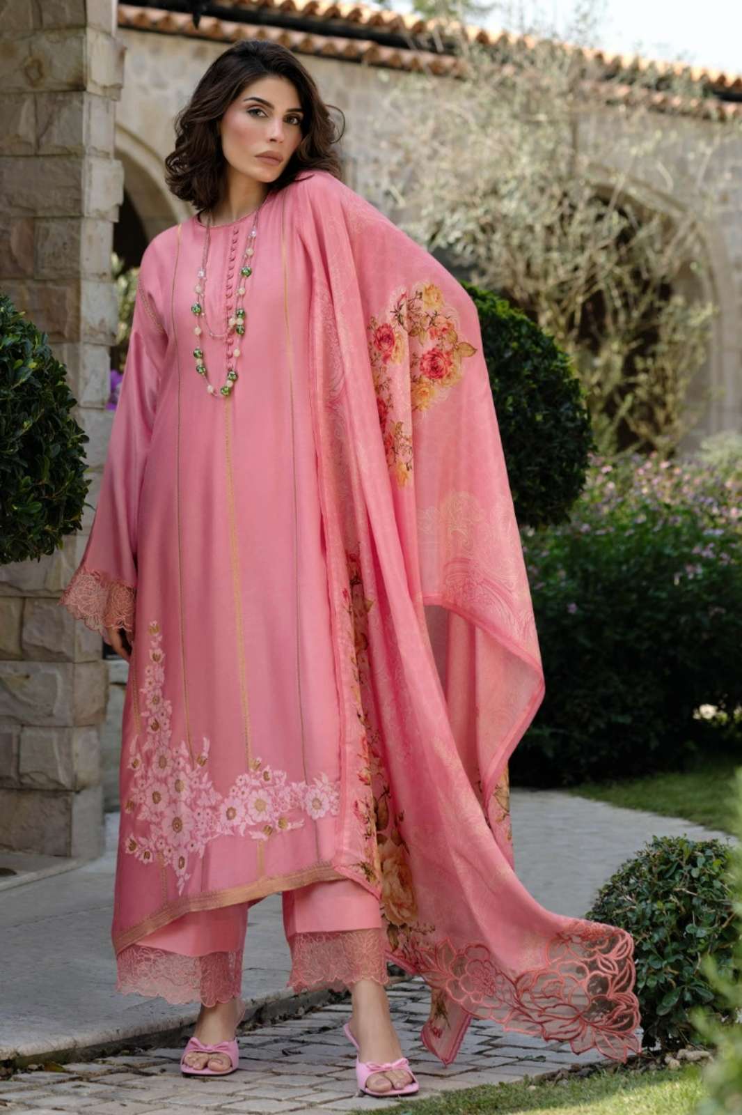 VARSHA BIANCA VISCOSE MUSLIN WOVEN SUIT WITH HANDWORK 