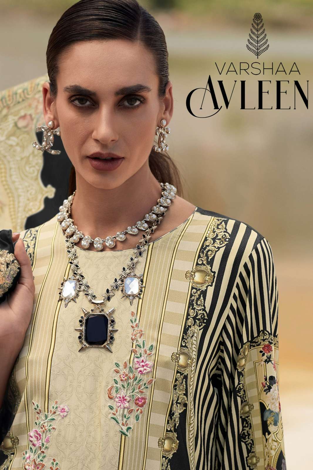 VARSHAA AVLEEN CREPE DIGITALLY PRINTED SUIT WITH HANDWORK