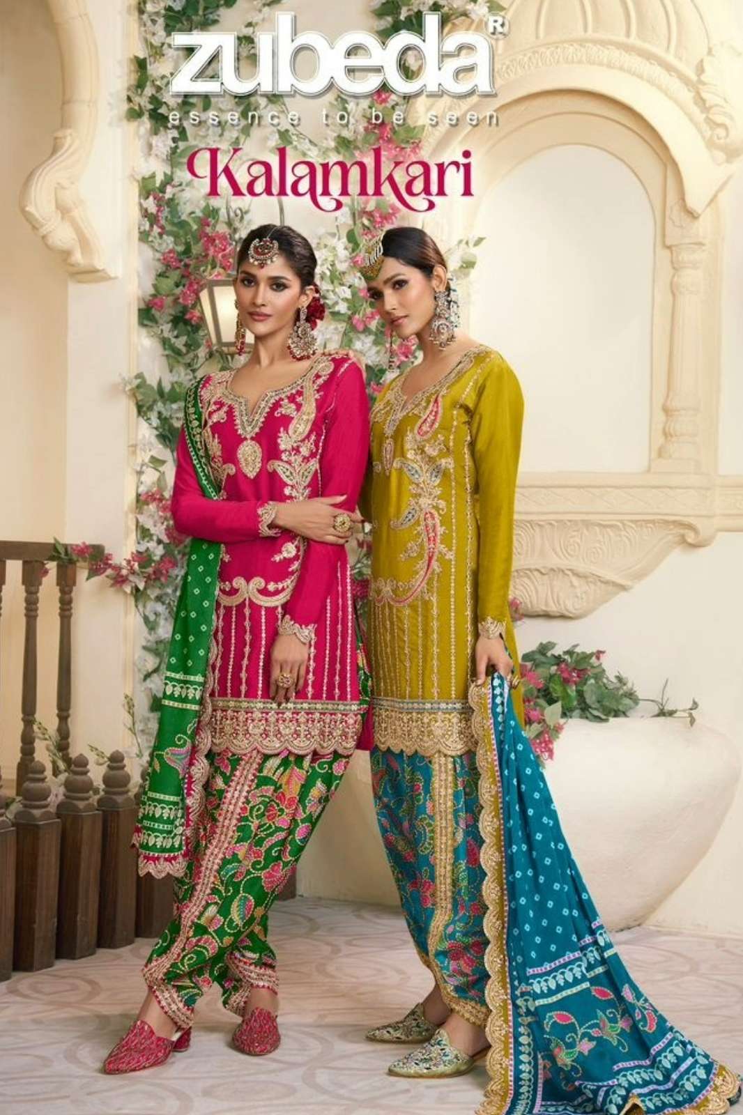 ZUBEDA KALAM KARI READY TO WEAR CHINON SİLK EMBROIDERED SUIT 