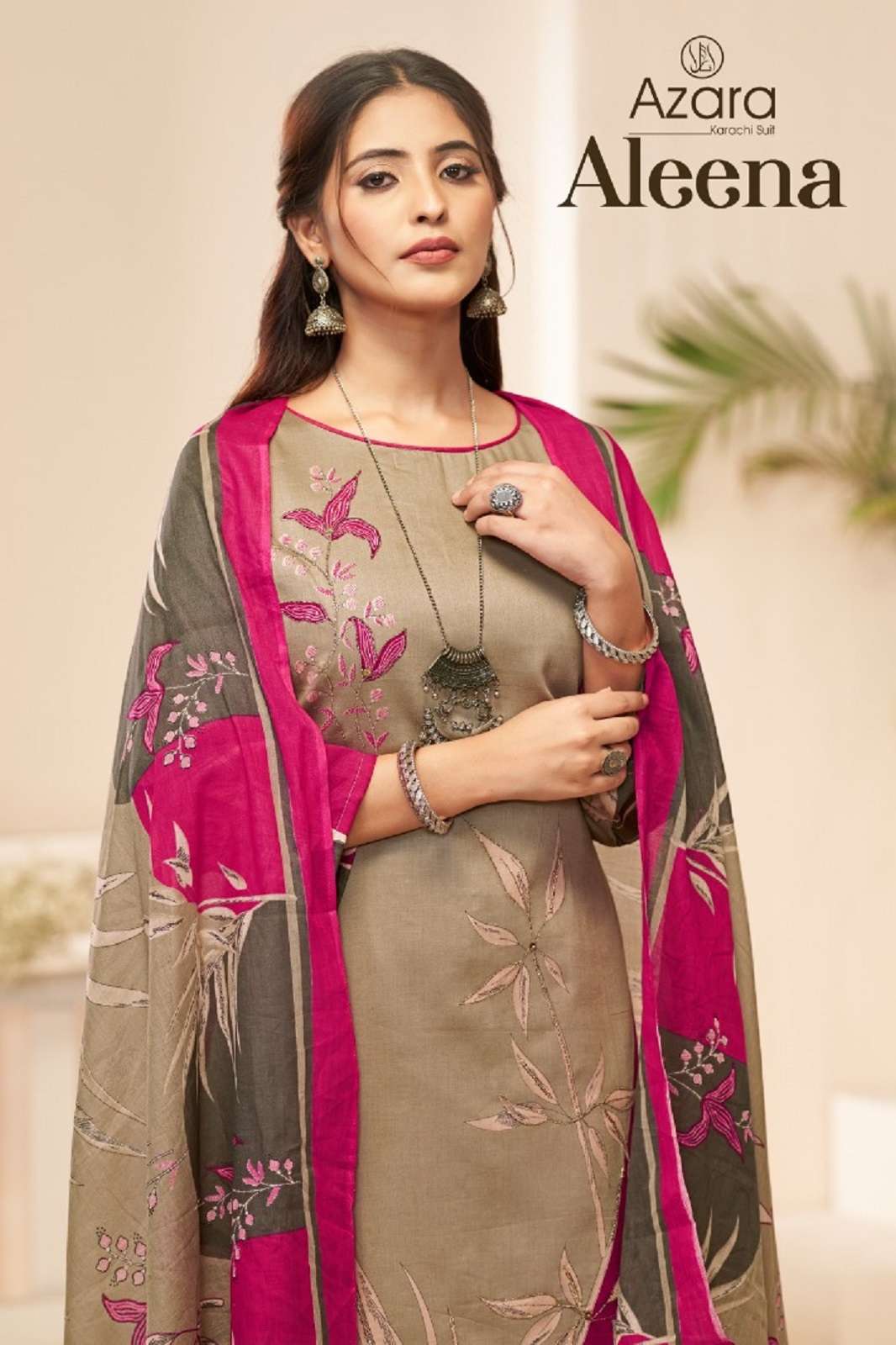 AZARA ALEENA JAM COTTON HAND WORKED SUITS