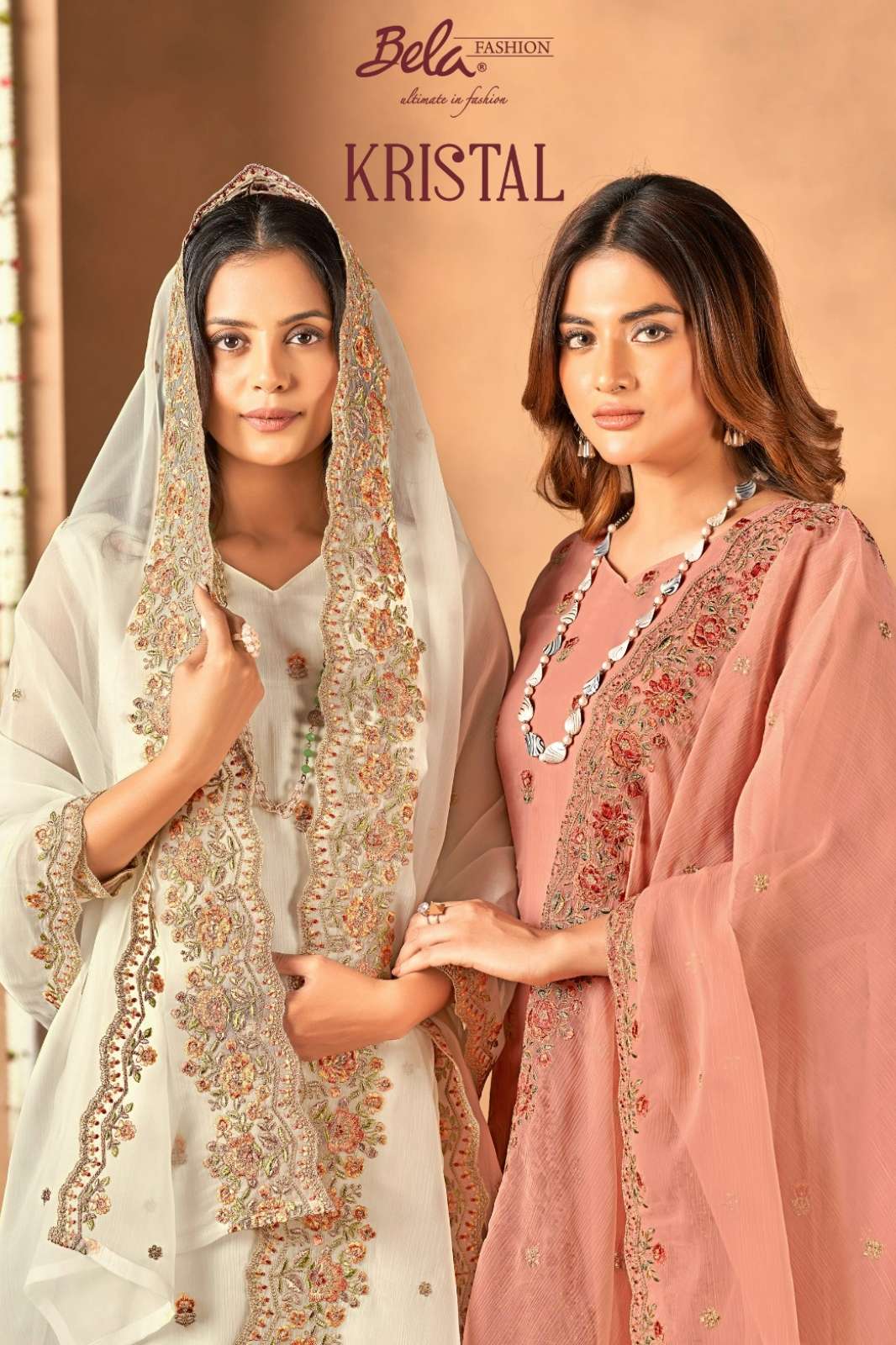 Bela KRISTAL Crystal Chiffon Embroidered Work Suit