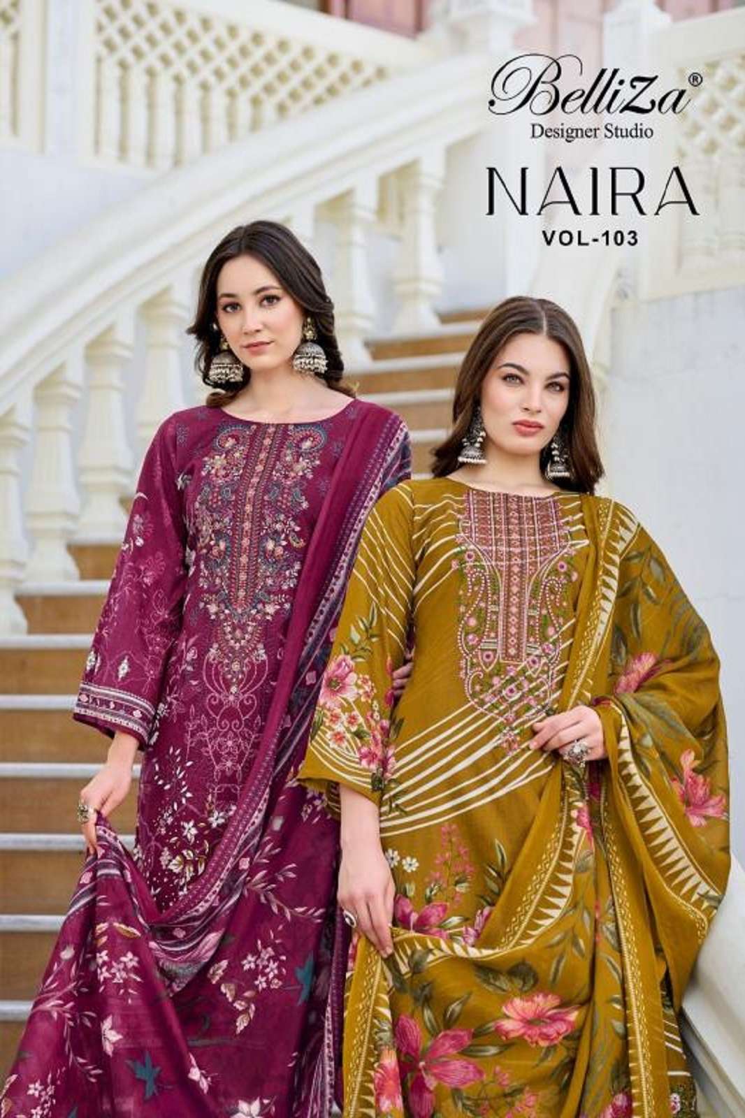 BELLIZA DESIGNER NAIRA VOL 103 COTTON EMBROIDERED DRESS MATERIALS
