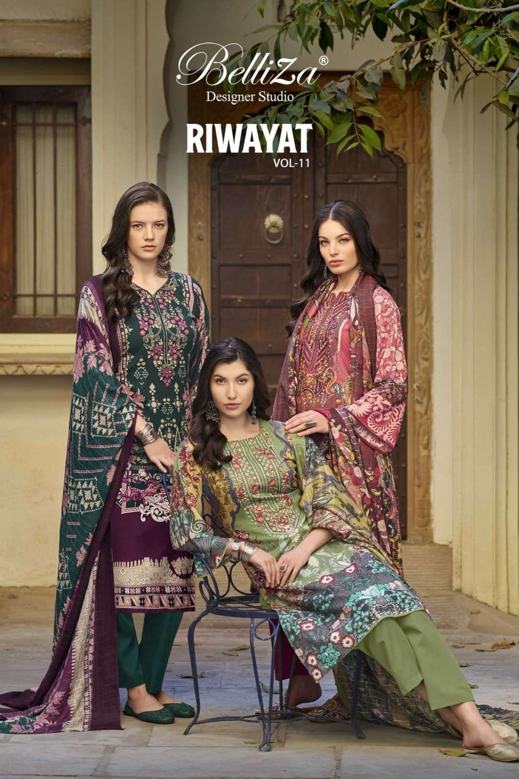 BELLIZA DESIGNER RIWAYAT VOL 11 VISCOSE EMBROIDERED DRESS MATERIALS