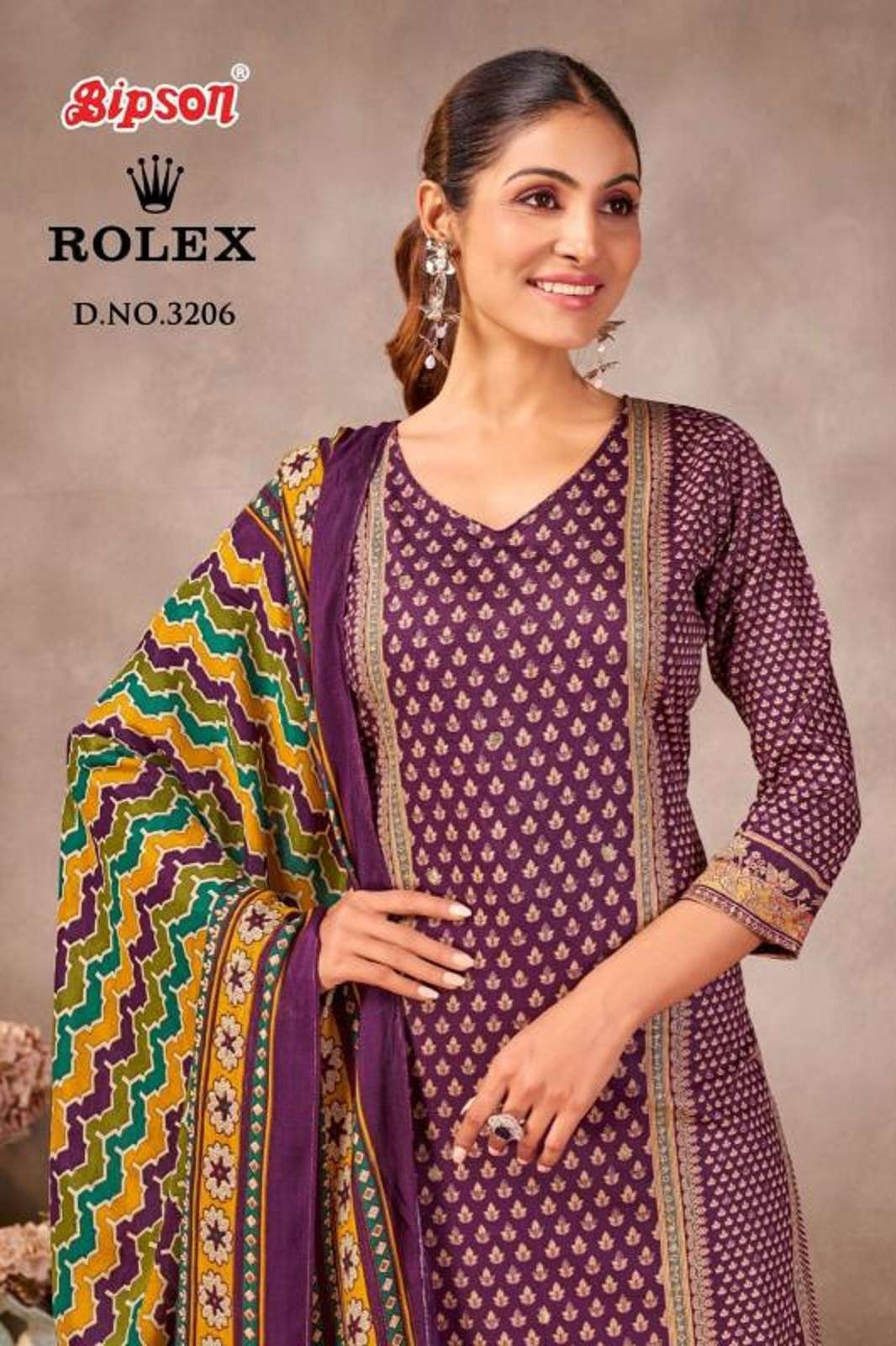 BIPSON PRINTS ROLEX 3206 JAM SATIN HANDWORKED DRESS MATERIALS