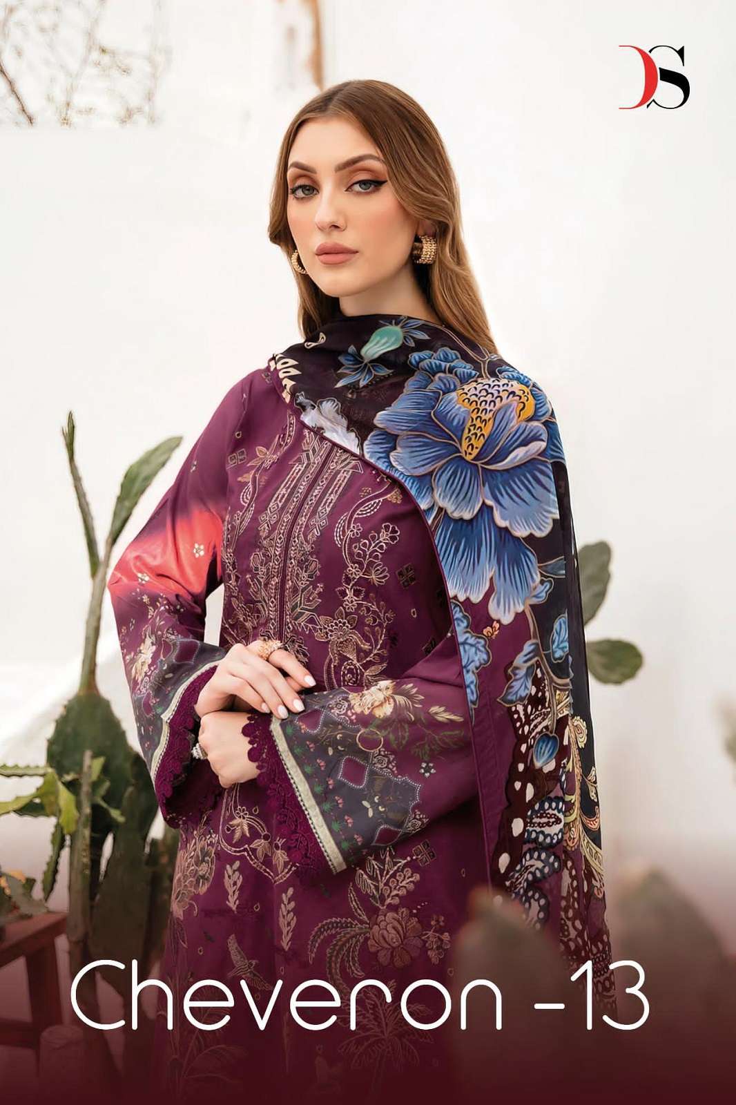 DEEPSY SUITS CHEVERON VOL 13 COTTON EMBROIDERED SUITS