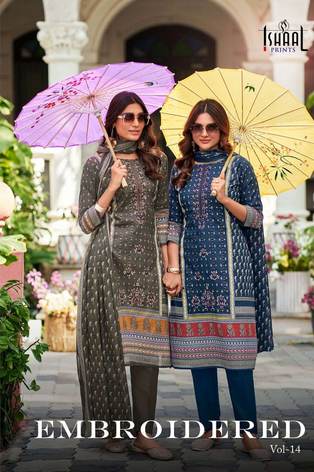 ISHAAL PRINTS EMBROIDRED VOL 14 LAWN PAKISTANI DRESS MATERIALS