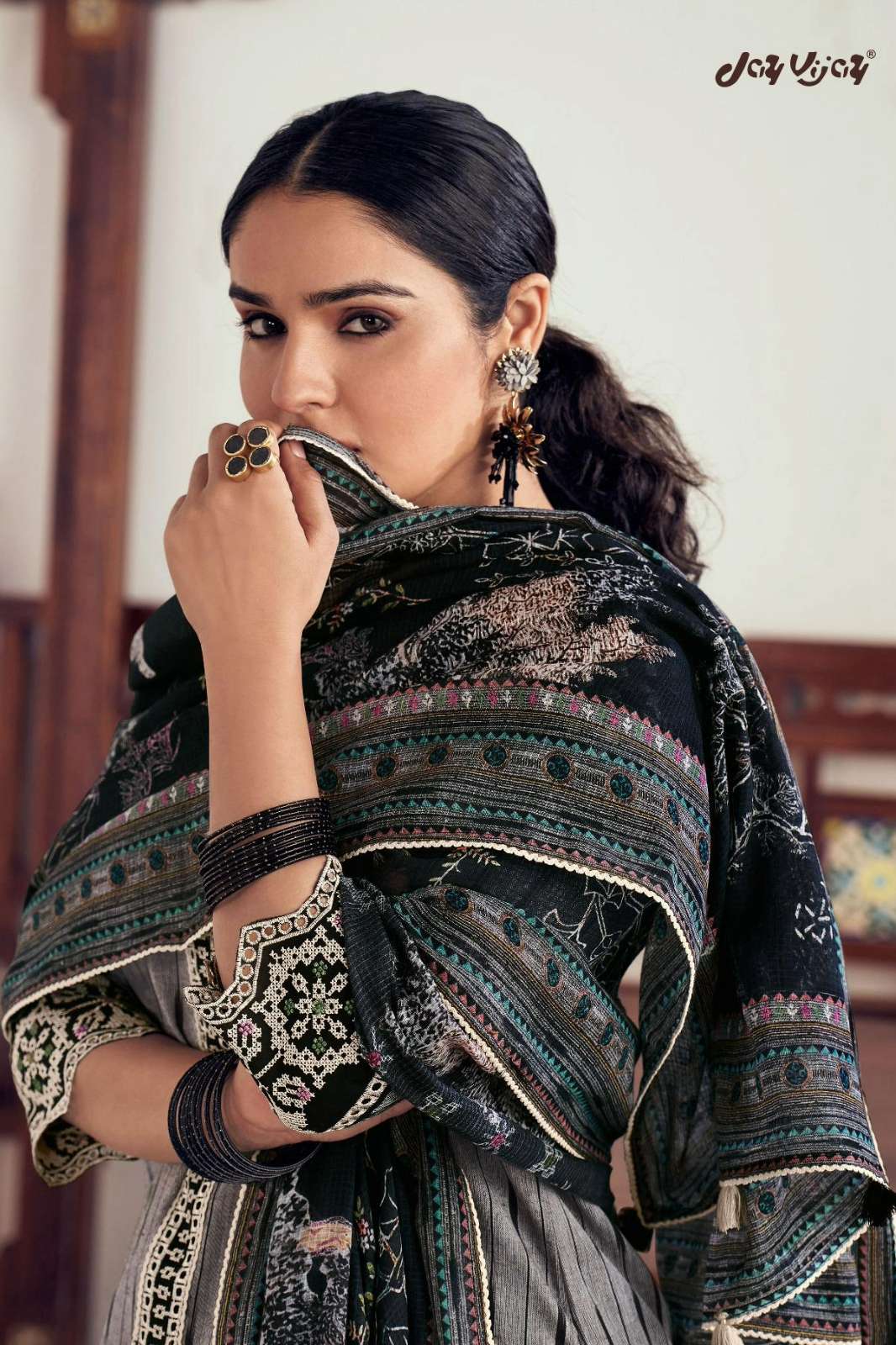 JAY VIJAY IKSHA PURE IKAT COTTON SUIT WITH EMBROIDERY WORK 