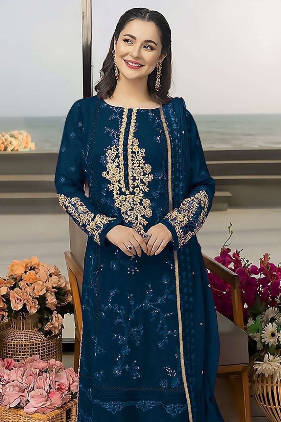JOHRA TEX JT 133 FAUX GEORGETTE EMBROIDERY WORKED SUITS
