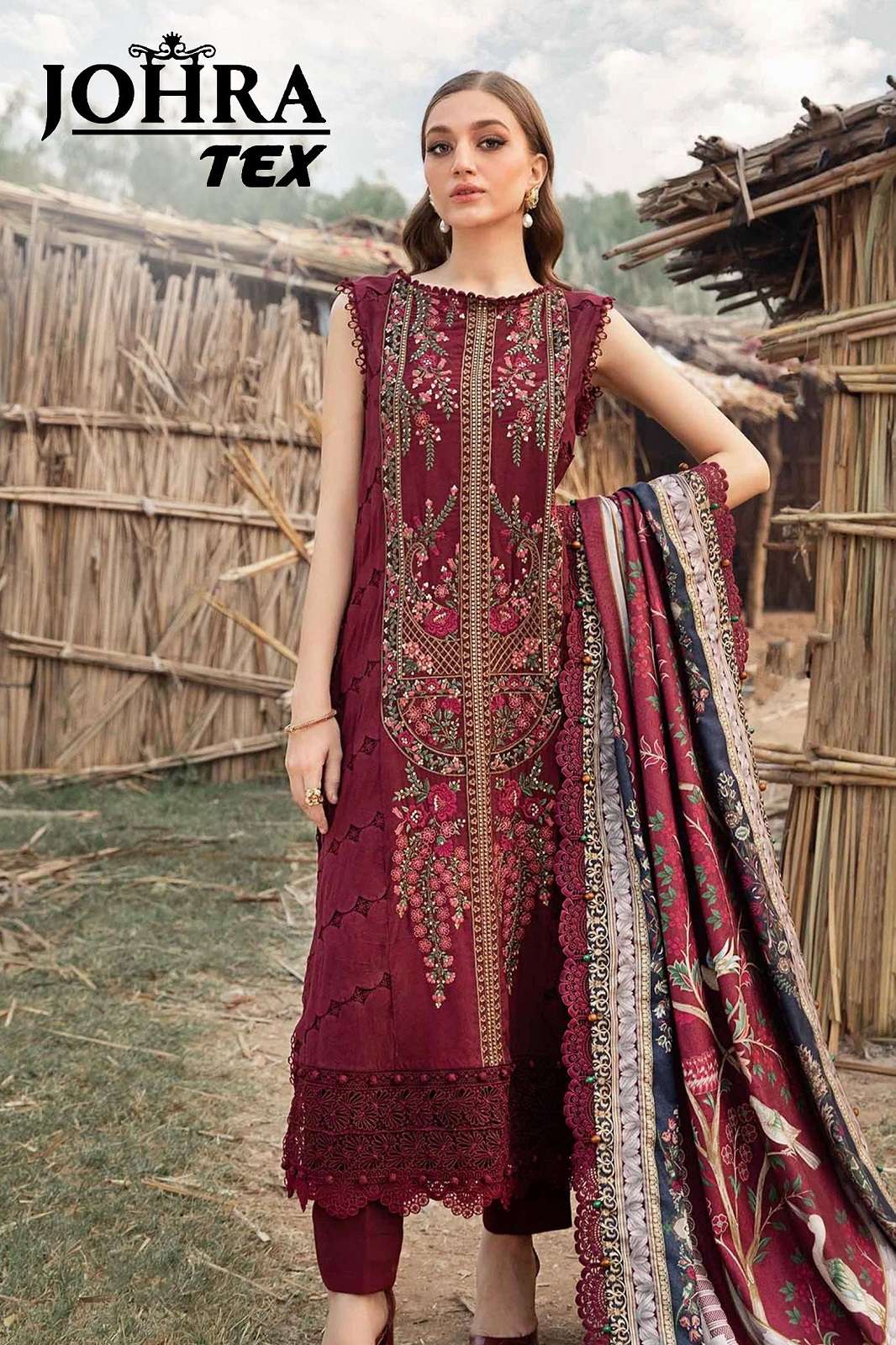 JOHRA TEX VISCOSE RAYON EMBROIDERY WORKED SUITS