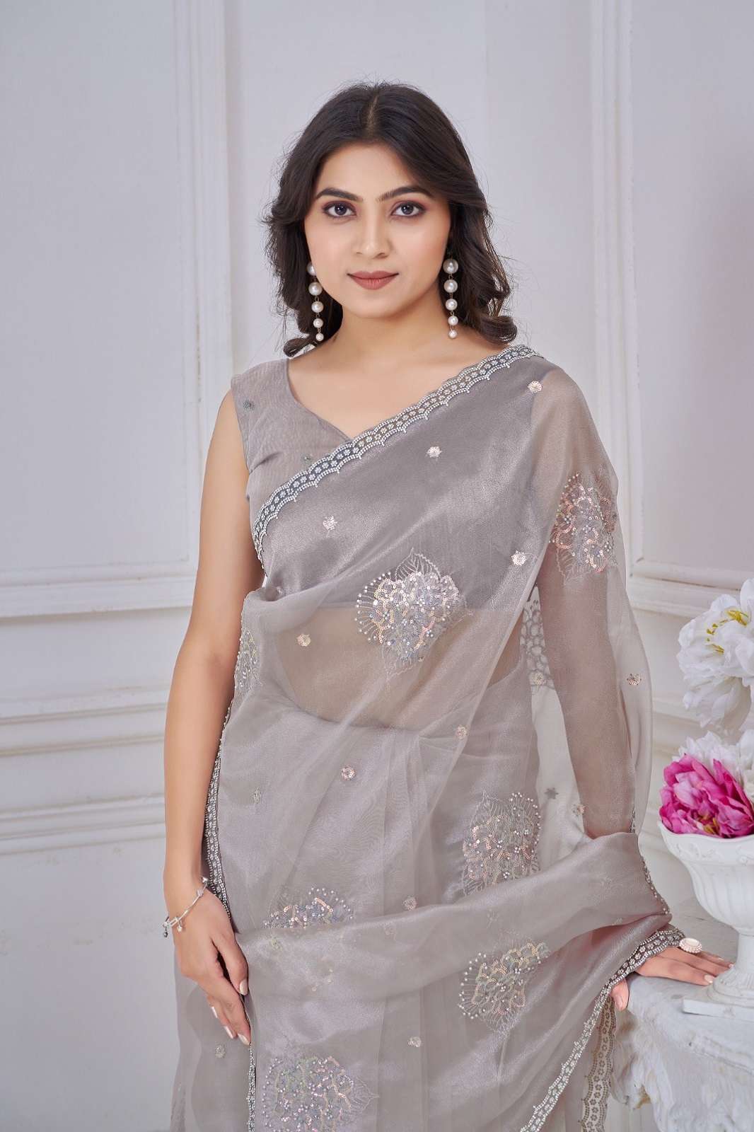 MEHEK SAREE 1010 A TO E ORGANZA ZARKAN WORKED SAREES