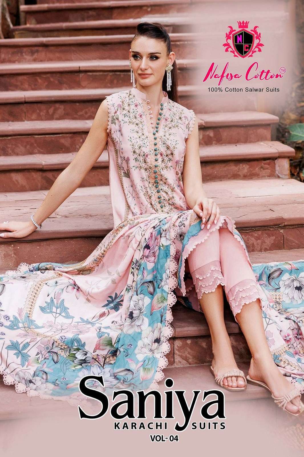 NAFISHA COTTON SANIYA KARACHI VOL 4 COTTON PRINTED SUITS