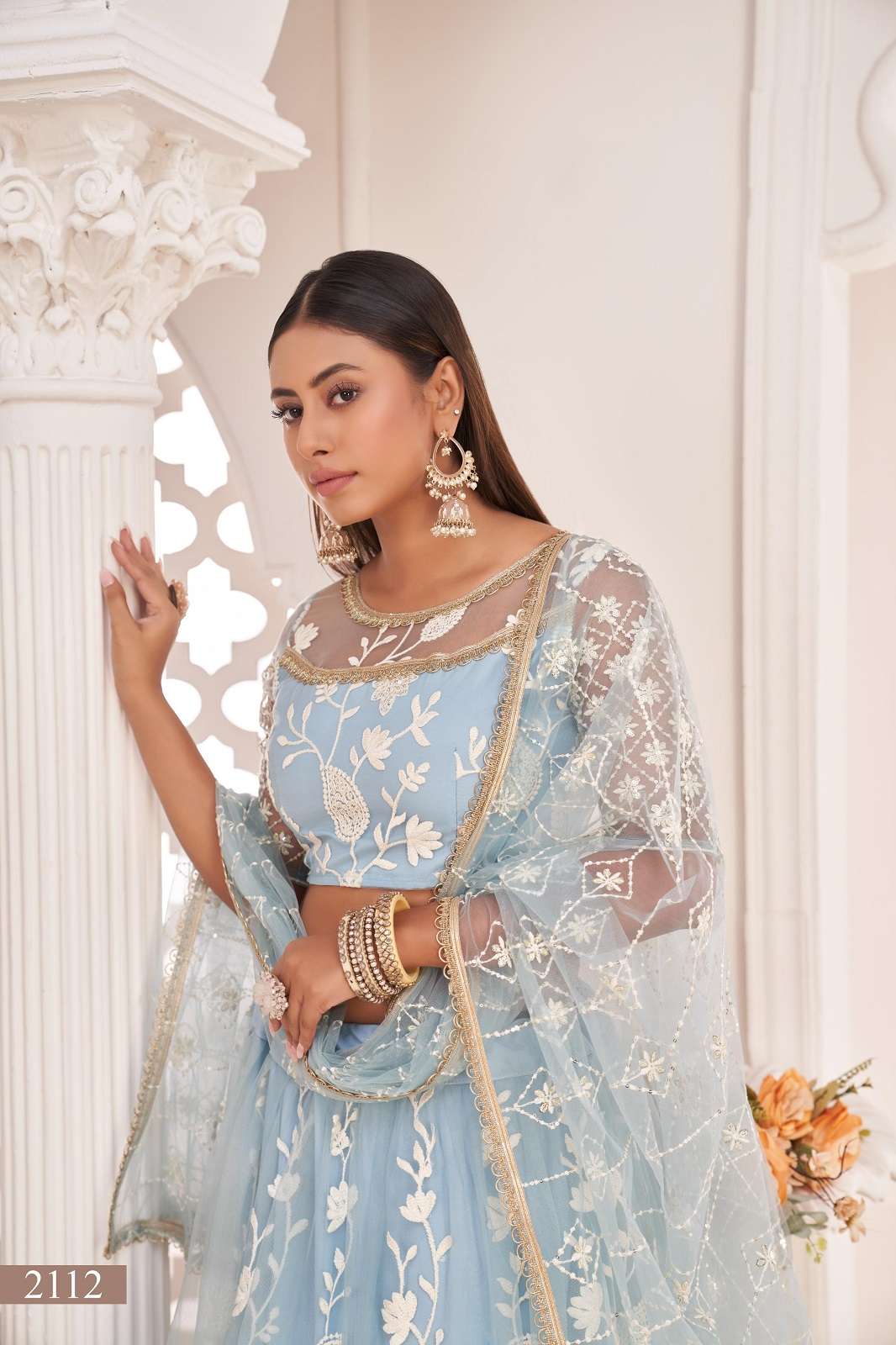 NARAYANI FASHION 2112 COLORS BUTTERFLY NET EMBROIDERED LEHENGAS
