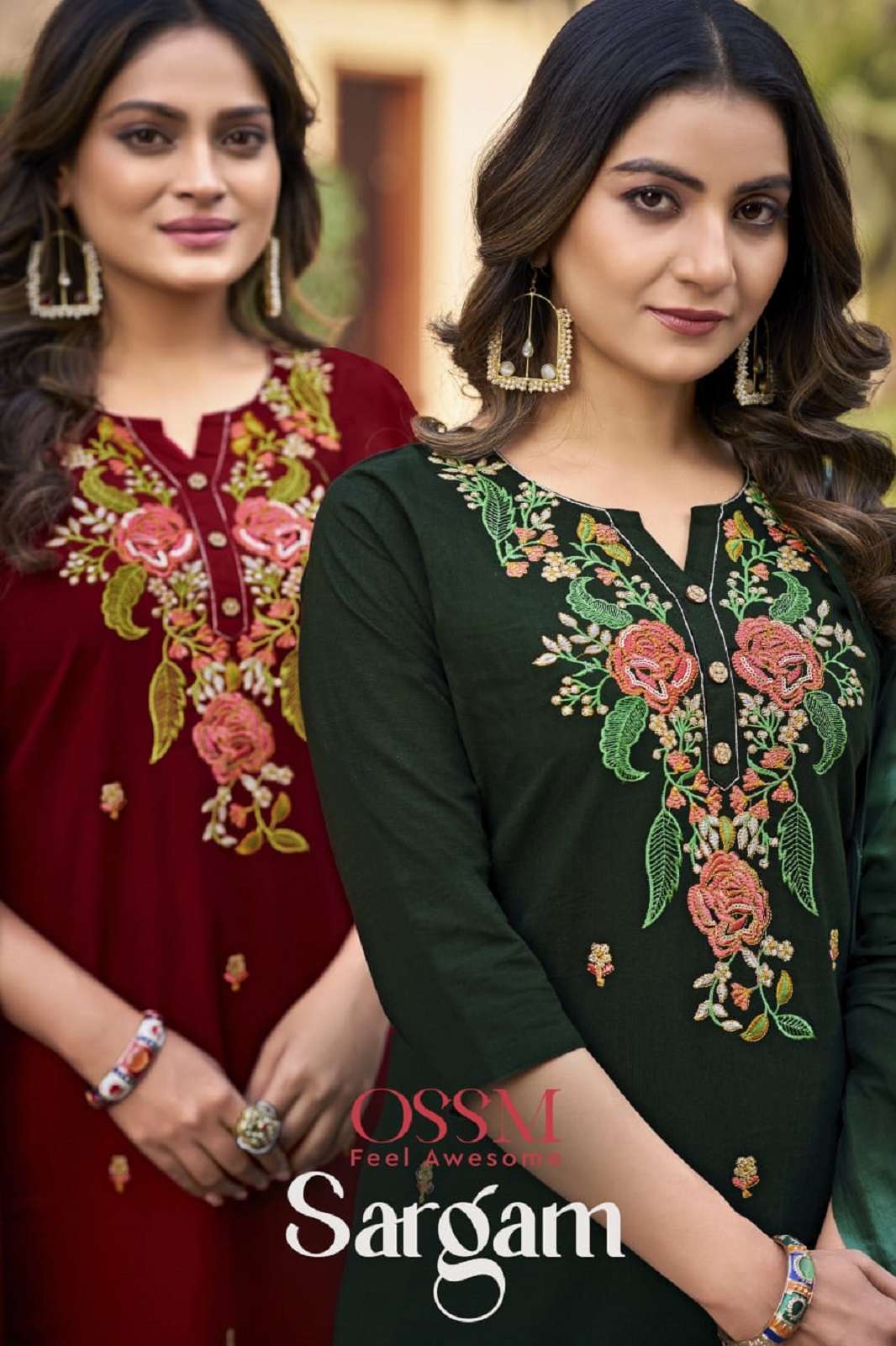 OSSM SARGAM COTTON EMBROIDERED READY TO WEAR KURTIES FF