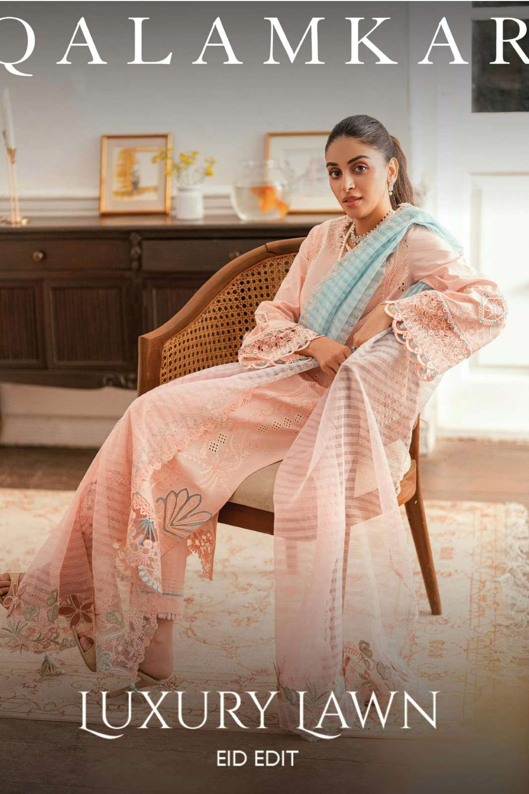 Qalamkar Luxury Lawn Eid 25 Pakistani Lawn Suit with Printed & Embroidery Work