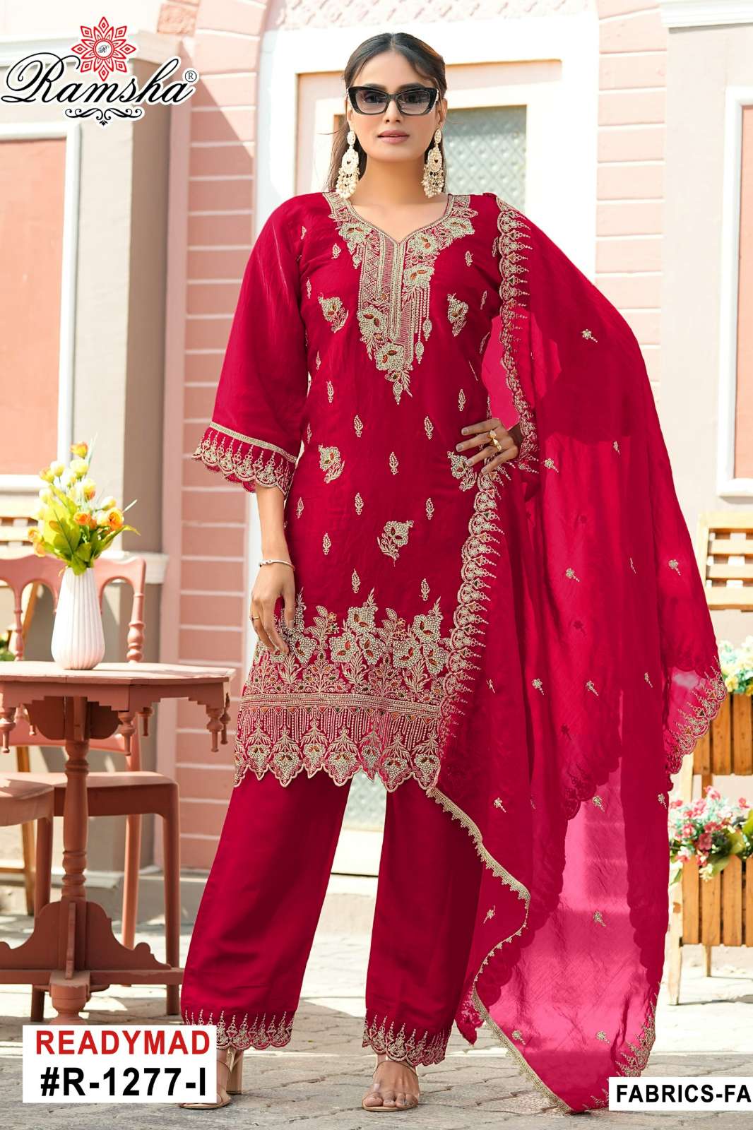 RAMSHA R 1277 Ready To Wear Embroidery Pakistani Fandy Fabric Suit