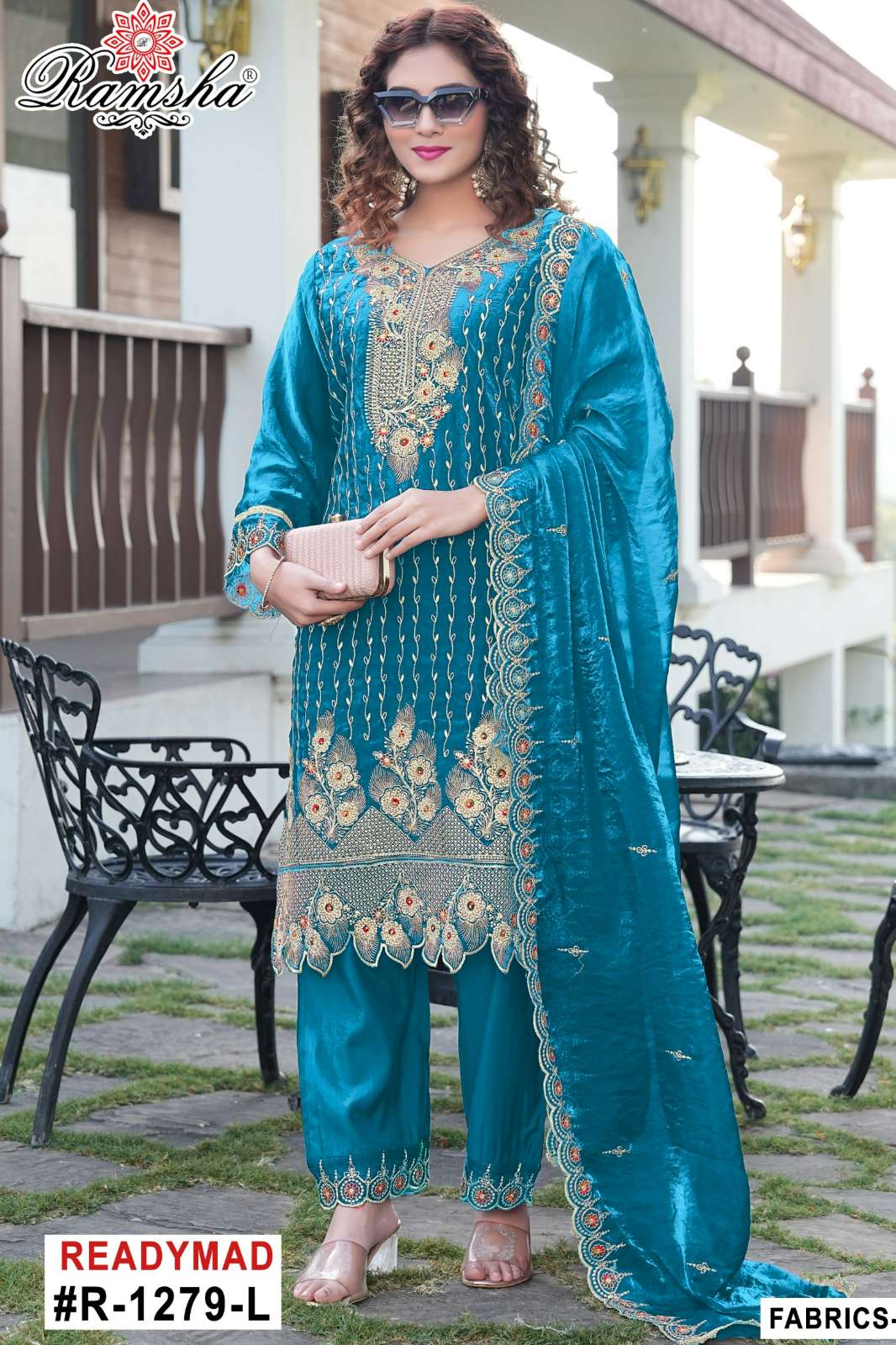 RAMSHA R 1279 Ready To Wear Embroidery Pakistani Fandy Fabric Suit