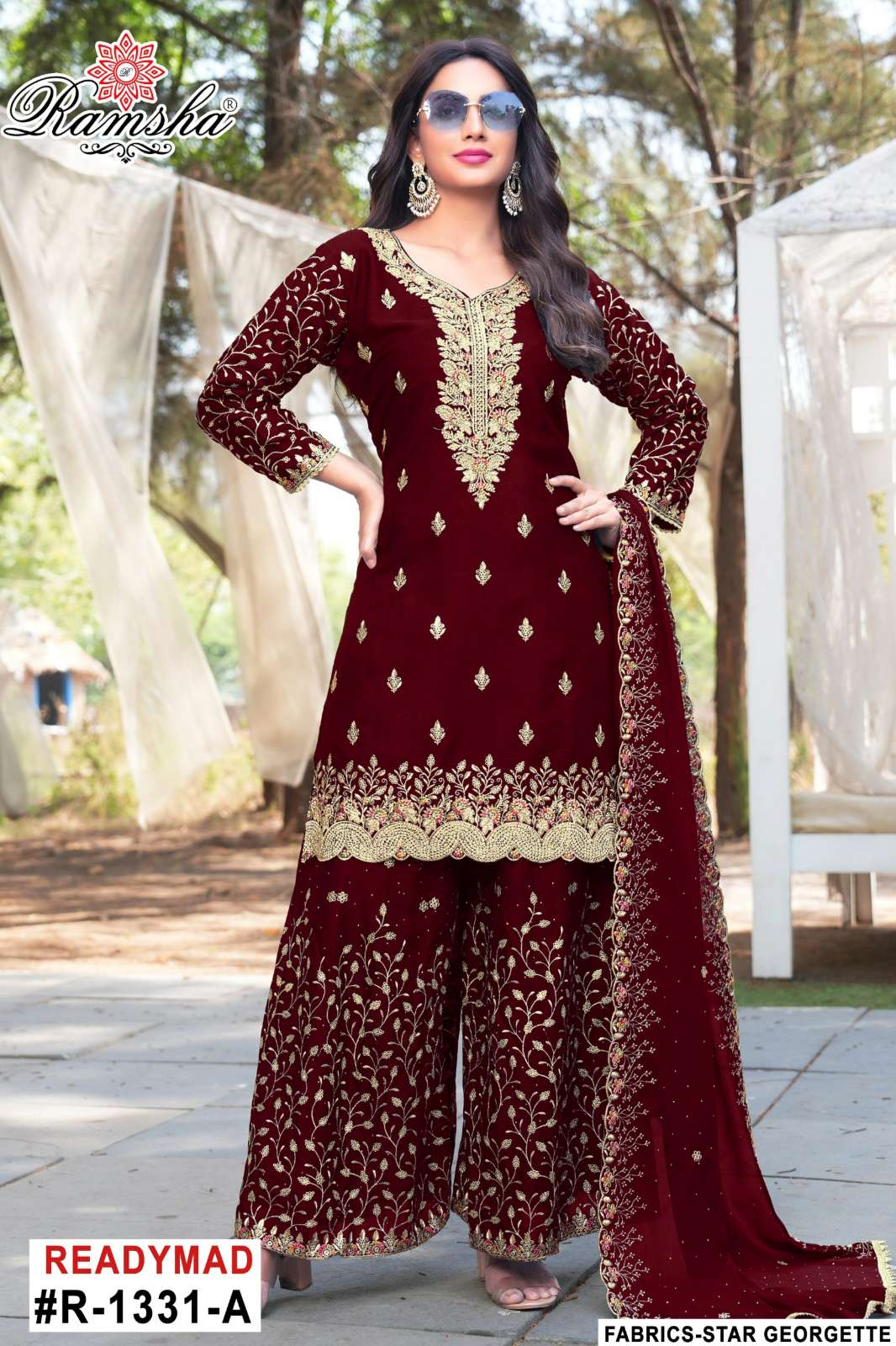 RAMSHA R 1331 Ready To Wear Embroidery Pakistani Star Georgette Suit