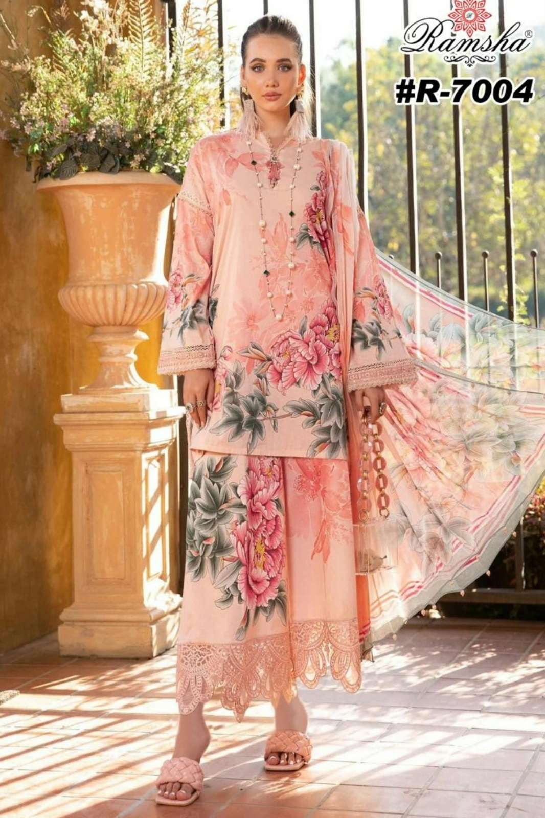 Ramsha RIWAJ LAWN Beautiful Cambric Embroidery Work Pakistani Suit