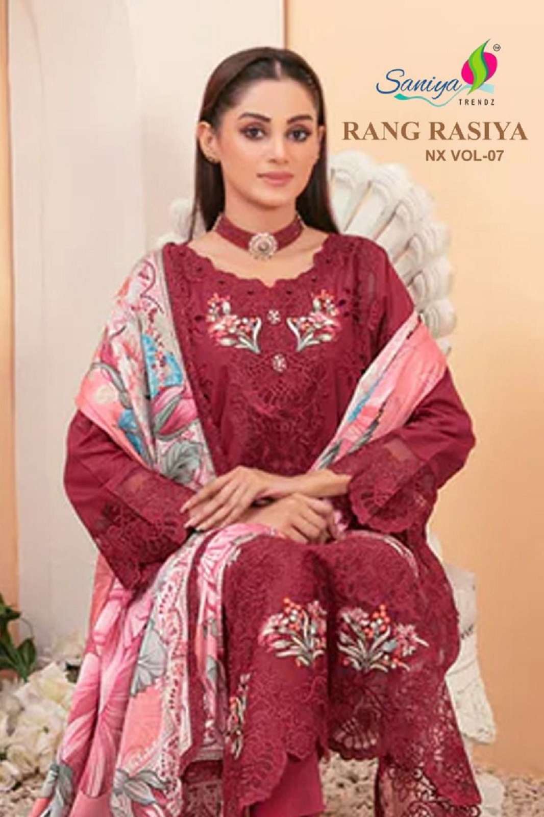 SANIYA TRENDZ RANGRASIYA CHIKANKARI VOL 7 EMBROIDERED SUITS