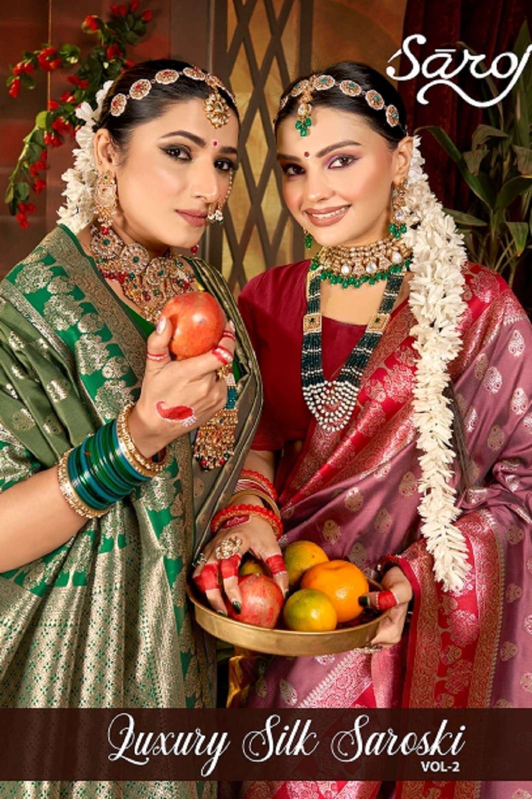 SAROJ SAREE LUXURY SILK SWAROSKI VOL 2 SATTIN SAREES