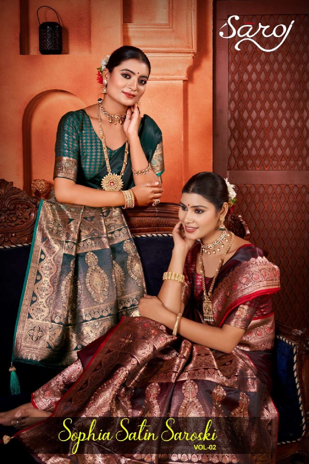 SAROJ SAREE SOPHIA VOL 2 SATTIN SWAROSKI DESIGNER SAREES