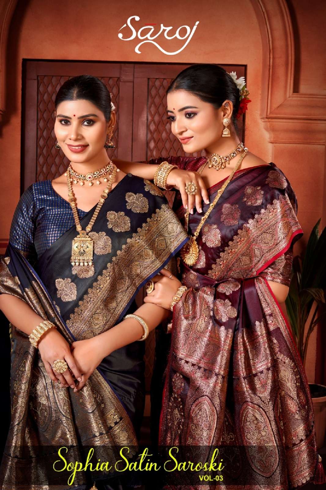SAROJ SAREE SOPHIA VOL 3 SATTIN SWAROSKI DESIGNER SAREES