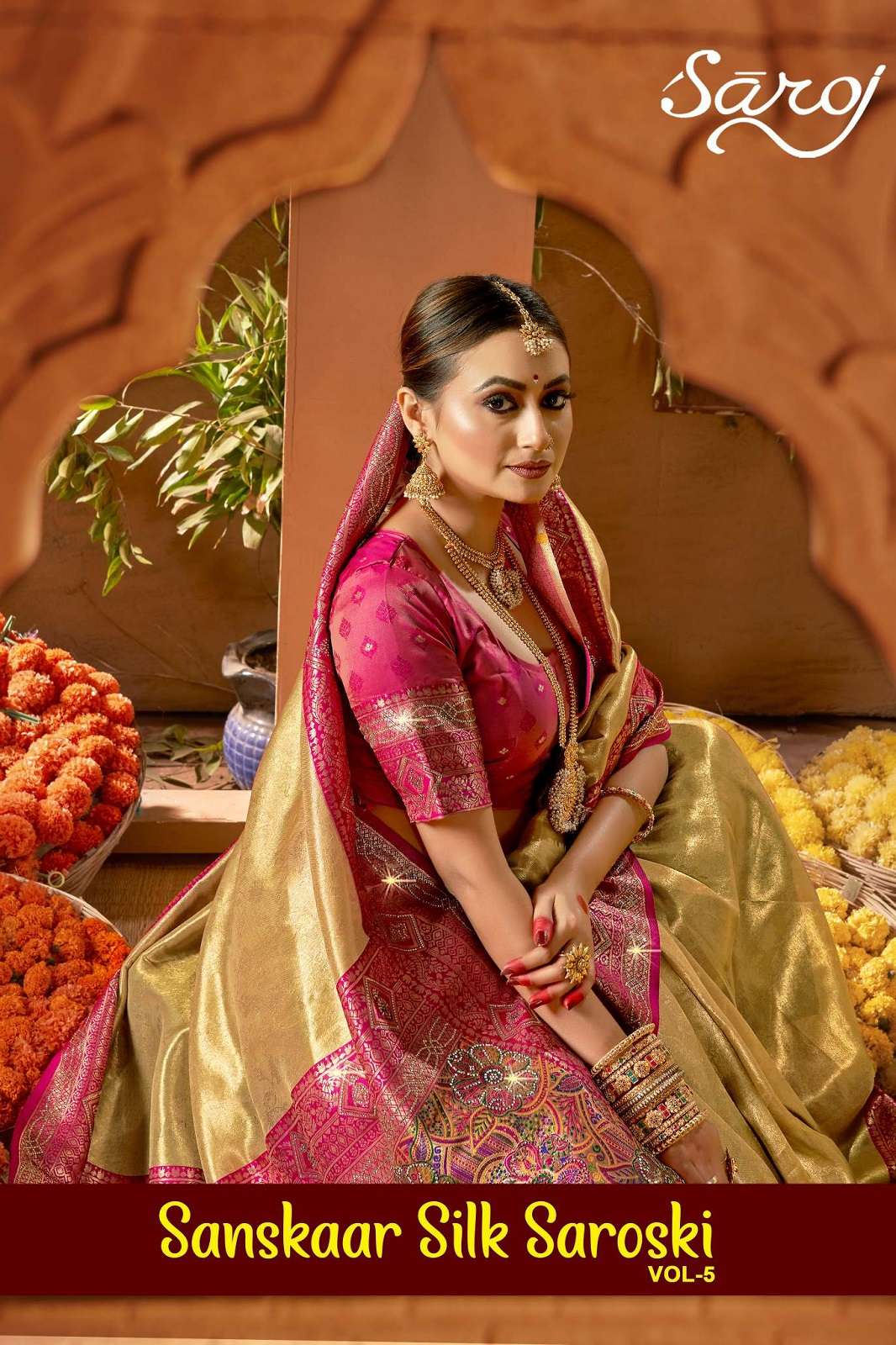 SAROJ SAREES SANSKAR SILK SAROSKI VOL 5 SATIN PAITHANI SAREES