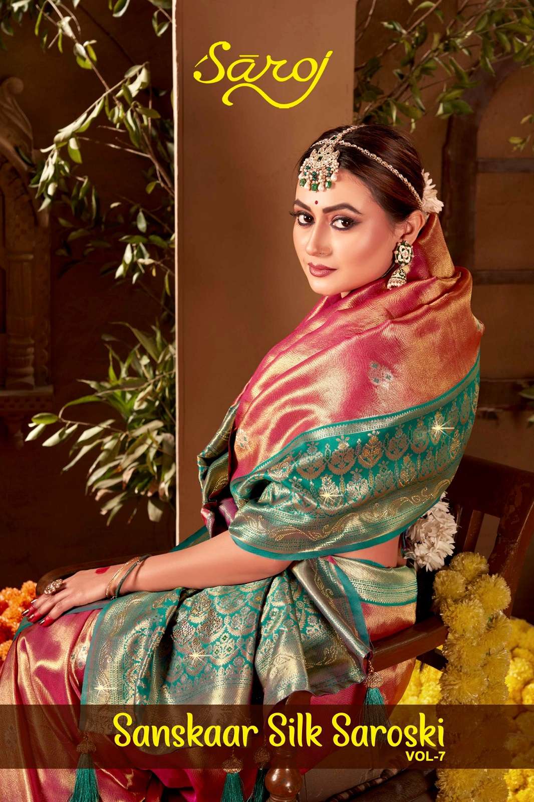SAROJ SAREES SANSKAR SILK SAROSKI VOL 7 SATIN PAITHANI SAREES
