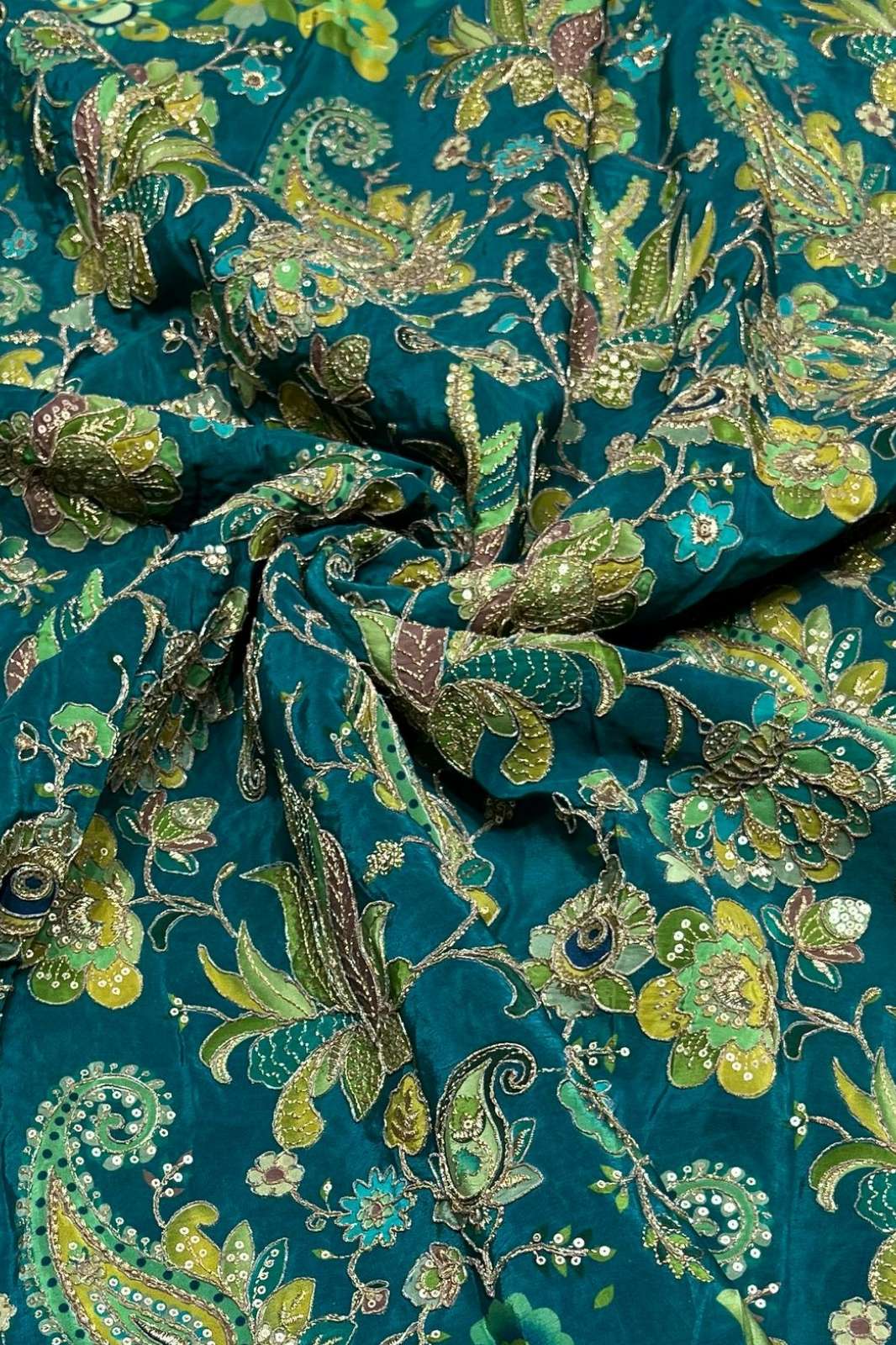 Shri Balaji Emporium A564 Position Print Embroidery Work Designer Pure Crepe Fabric