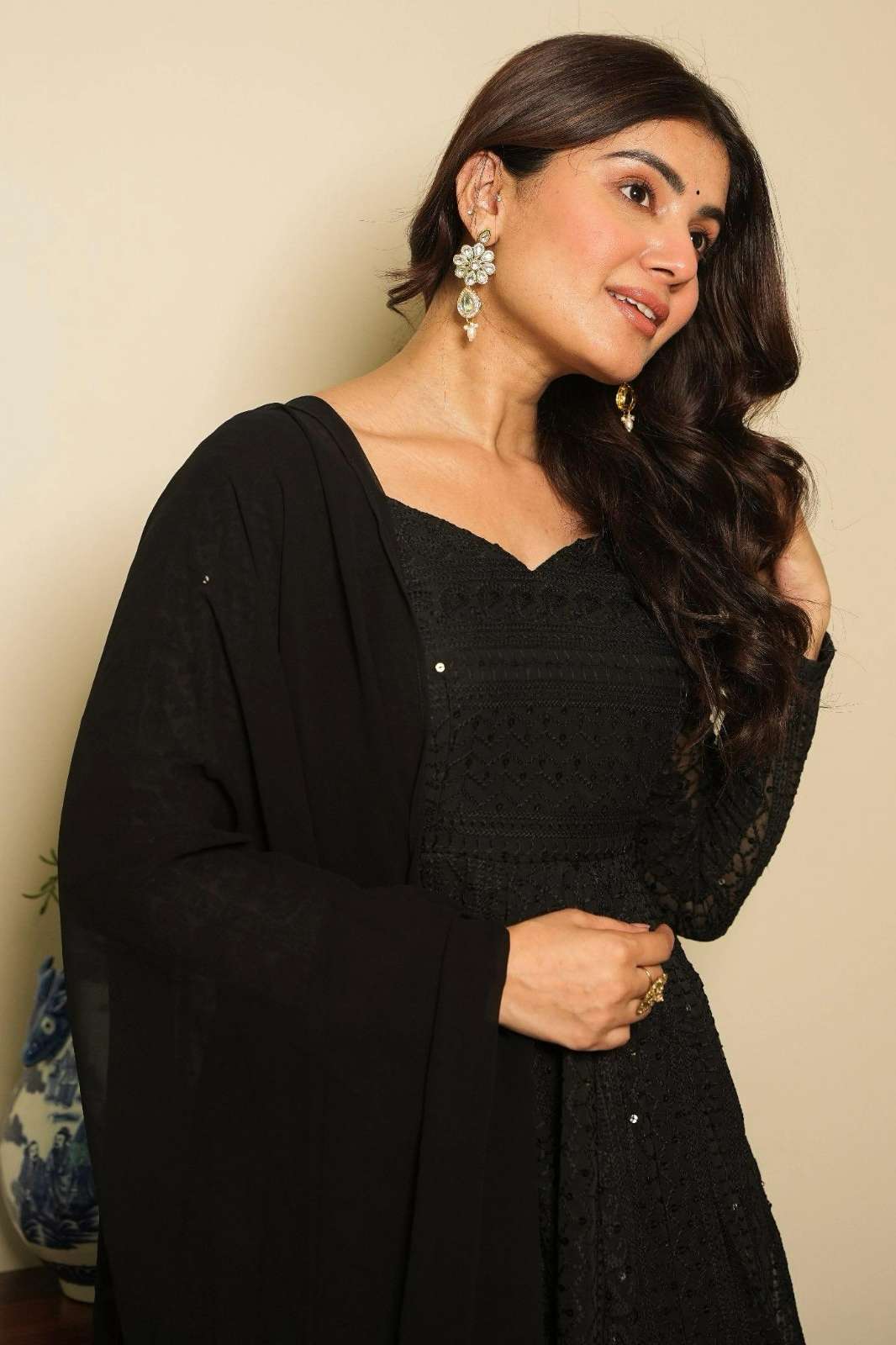 Shri Balaji Emporium BAN111 Ready to Wear Black Color Georgette Lucknowi Anarkali Suit 