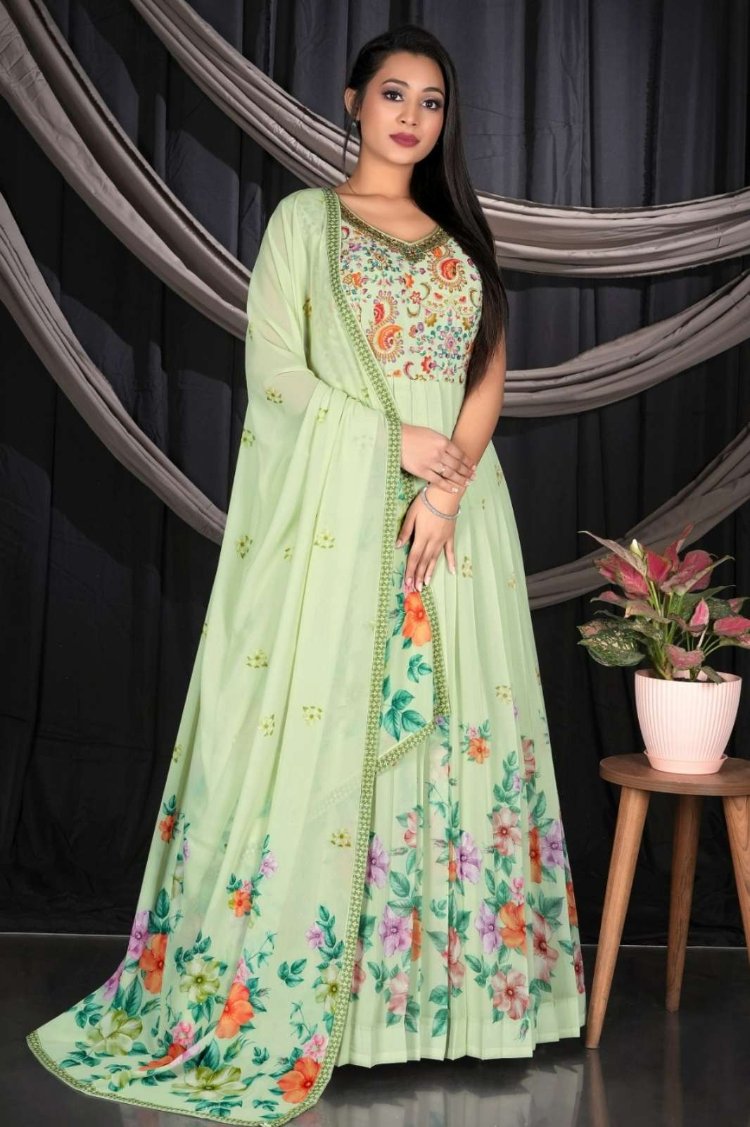 Shri Balaji Emporium SBG 12440 Ready to wear Georgette Embroidered Gown
