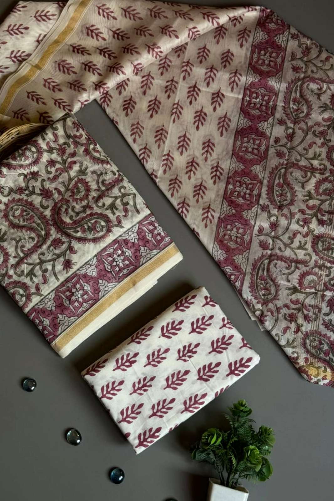 Shri Balaji Emporium RF Hand Block Printed Chanderi Silk Unstitch Suit 