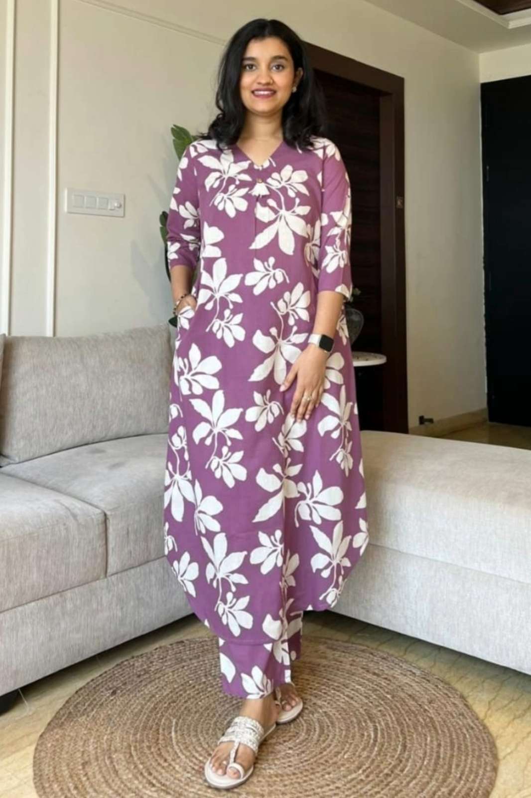 Shri Balaji Emporium RF Premium Floral Fine Cotton Co Ord Set 