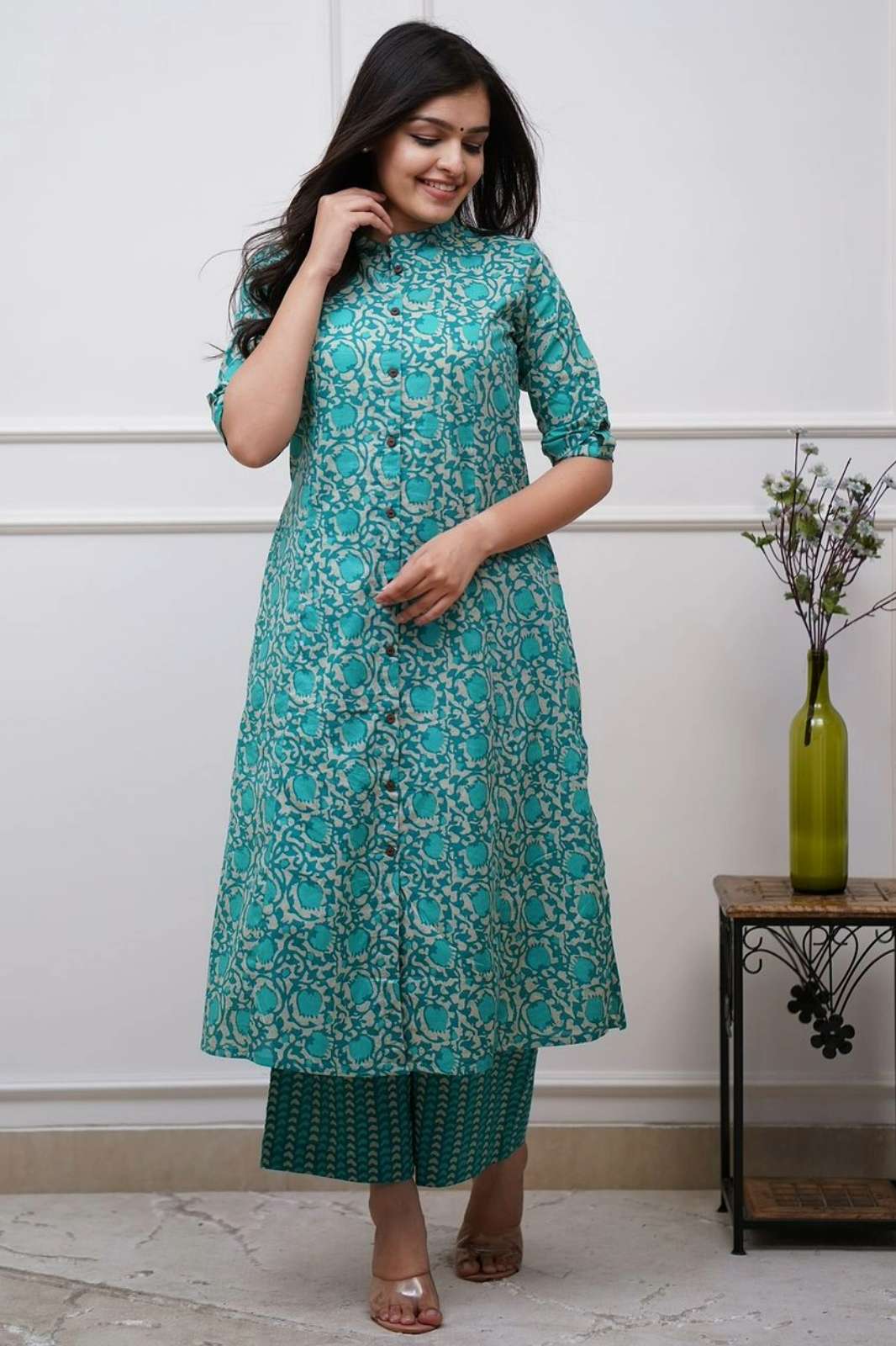 Shri Balaji Emporium RF Ready to Wear Premium Floral Fine cotton kurti Palazza set