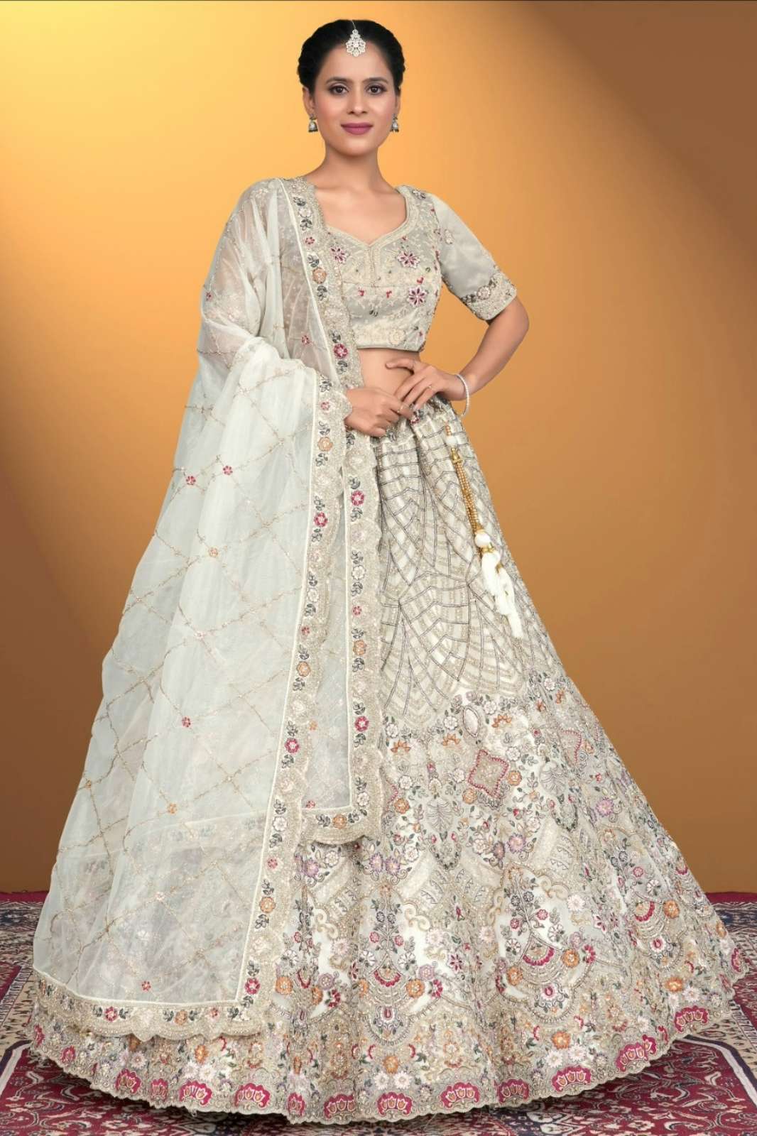 Shri Balaji Emporium SBG 12747 Wedding Wear Embroidered Twill Net Lehenga Choli 