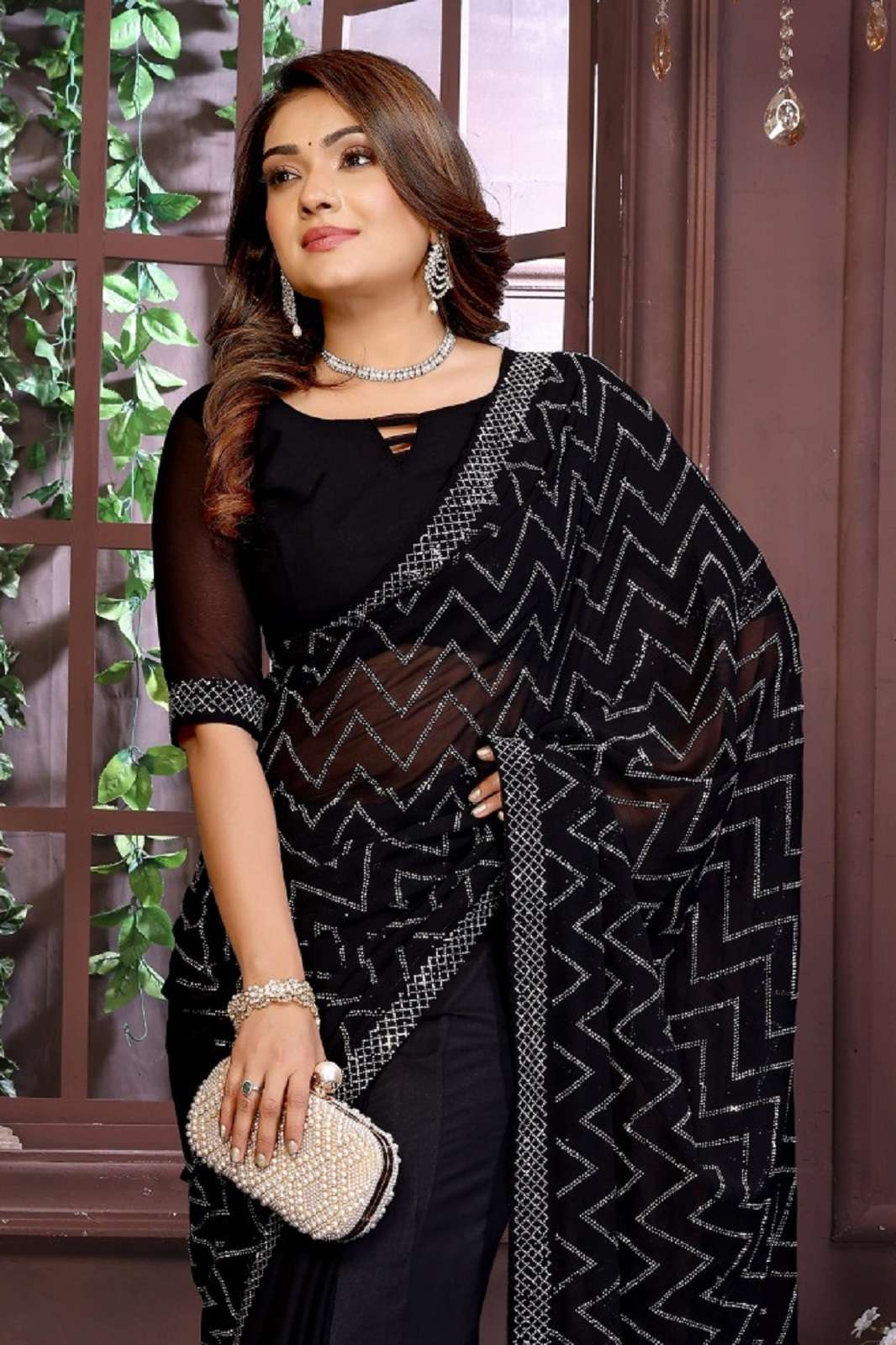 SHRI BALAJI SD12 & SD13 DESIGNER GEORGETTE SWAROSKI SAREES