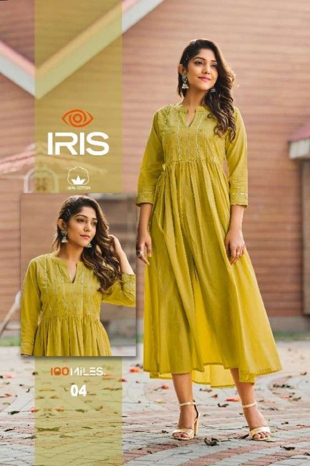 100MILES IRIS COTTON EMBROIDERED READY TO WEAR KURTIES