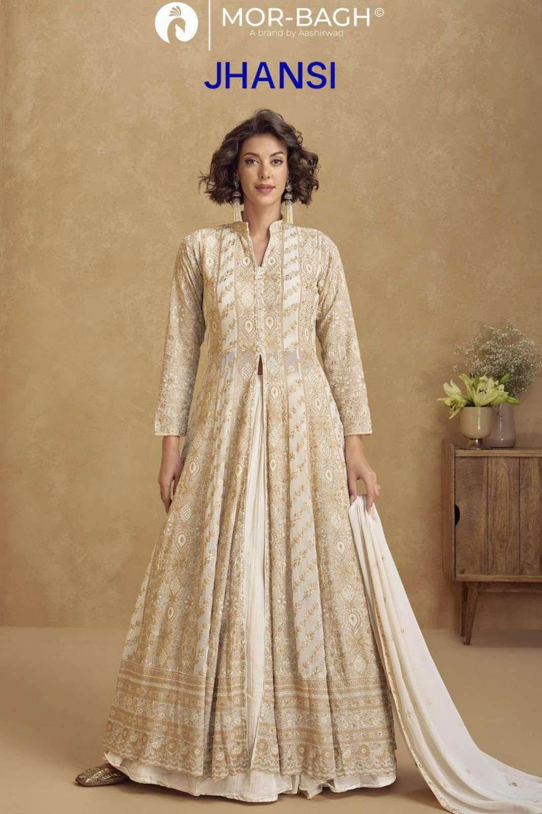 AASHIRWAD JHASI READY TO WEAR REAL GEORGETTE DESIGNER SUIT 