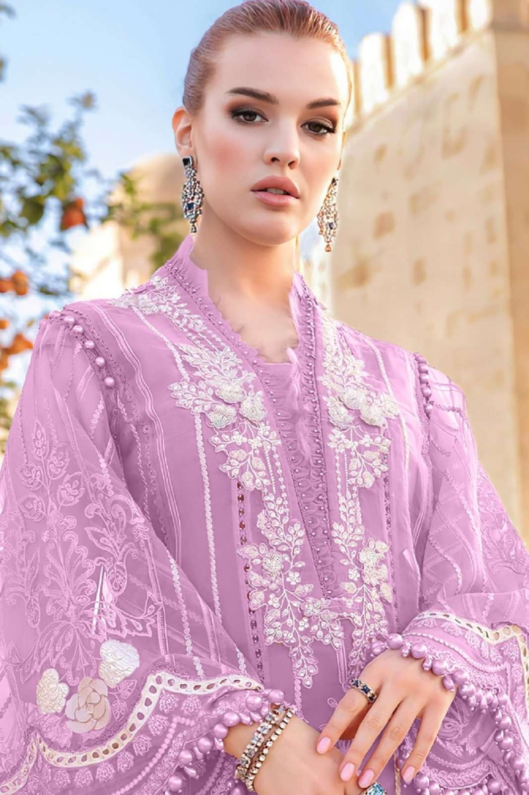 AL KHUSHBU 5086 PURE CAMBRIC EMBROIDERY WORKED SUITS