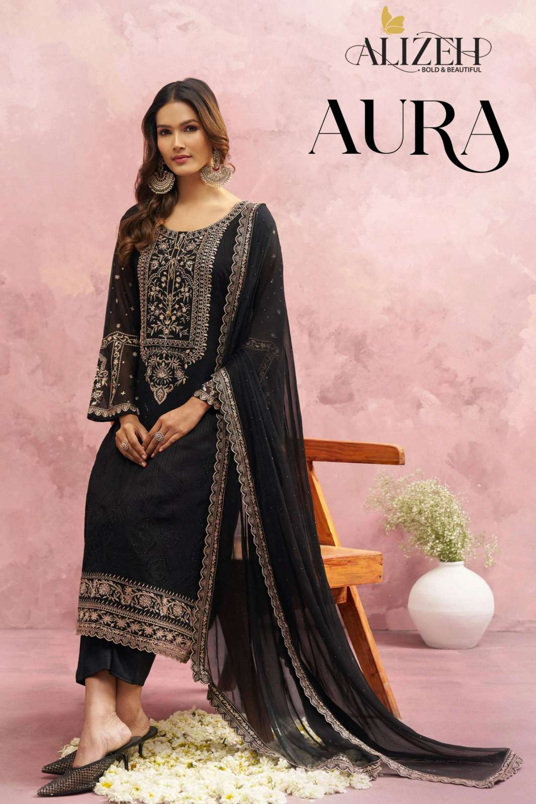 Alizeh AURA Festive Elegance Stunning Ready to Wear Black Georgette Suit 