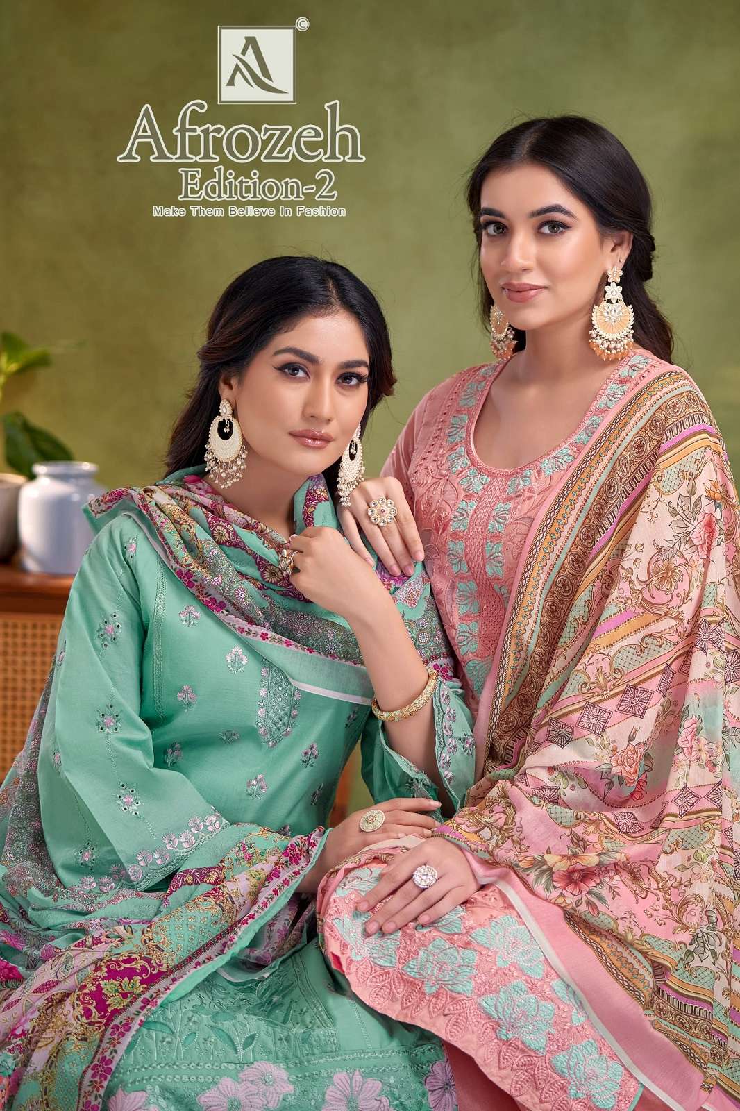 ALOK SUITS AFROZEH VOL 2 EMBROIDERED DRESS MATERIALS