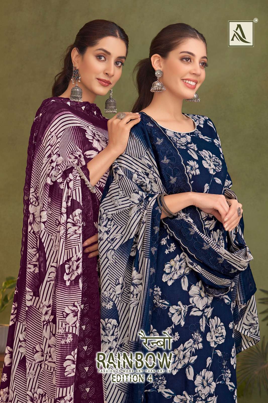 ALOK SUITS RAINBOW VOL 4 CAMBRIC COTTON EMBROIDERED DRESS MATERIALS