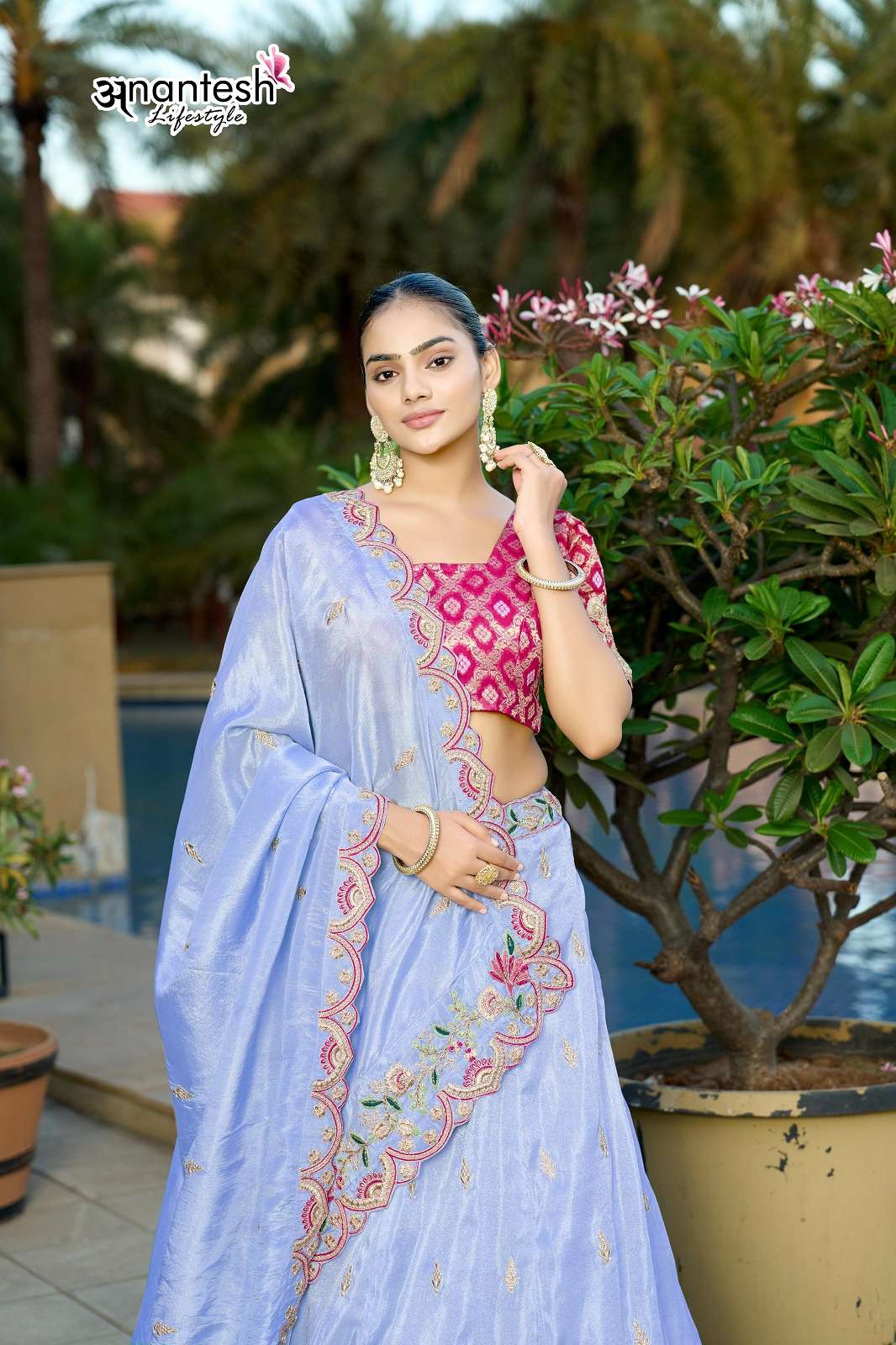 ANANTESH LIFESTYLE PURE COSMOS VISCOSE EMBROIDERED LEHENGAS